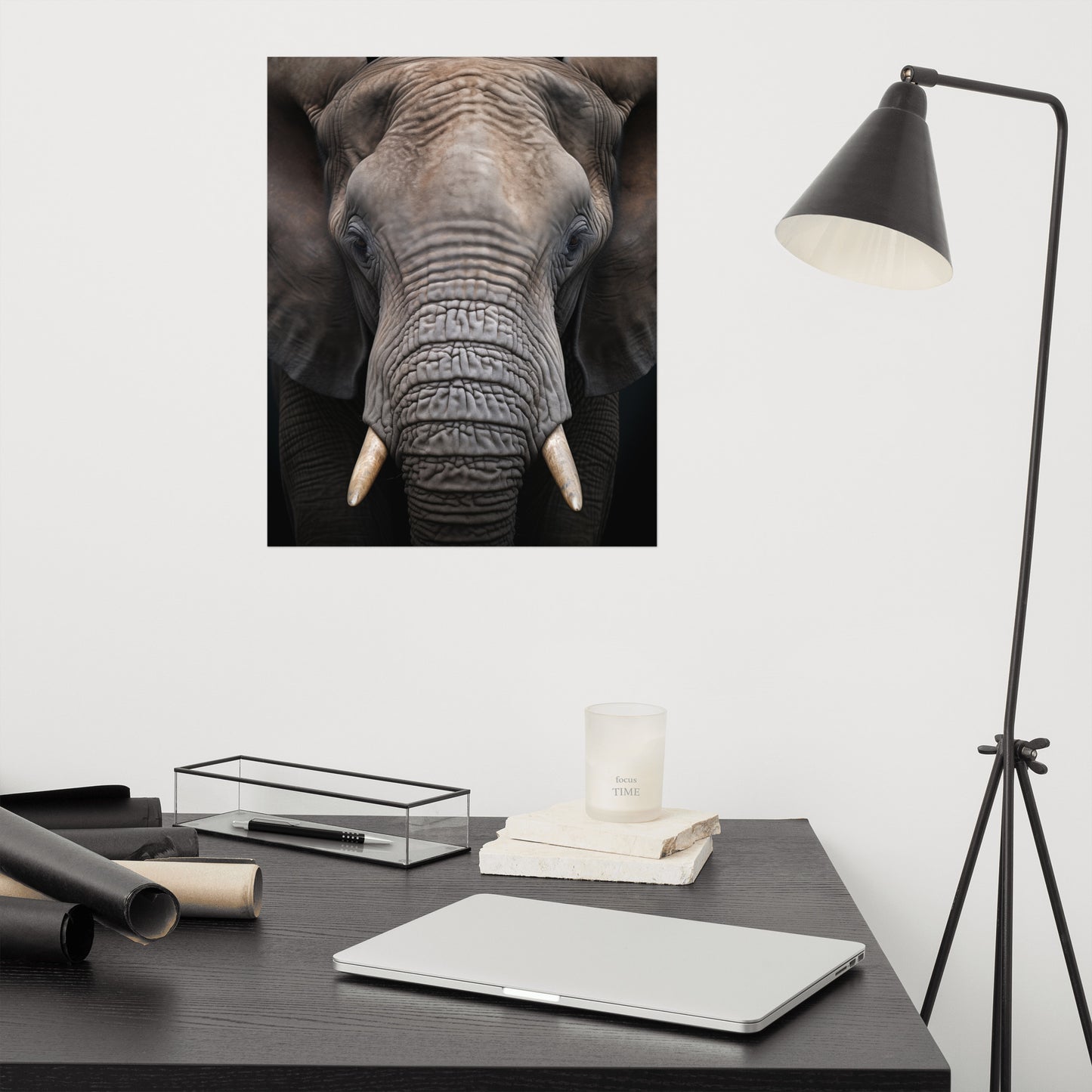 Wall Art Wildlife: Elephant Photorealism - Digital Artwork Loose Art Print