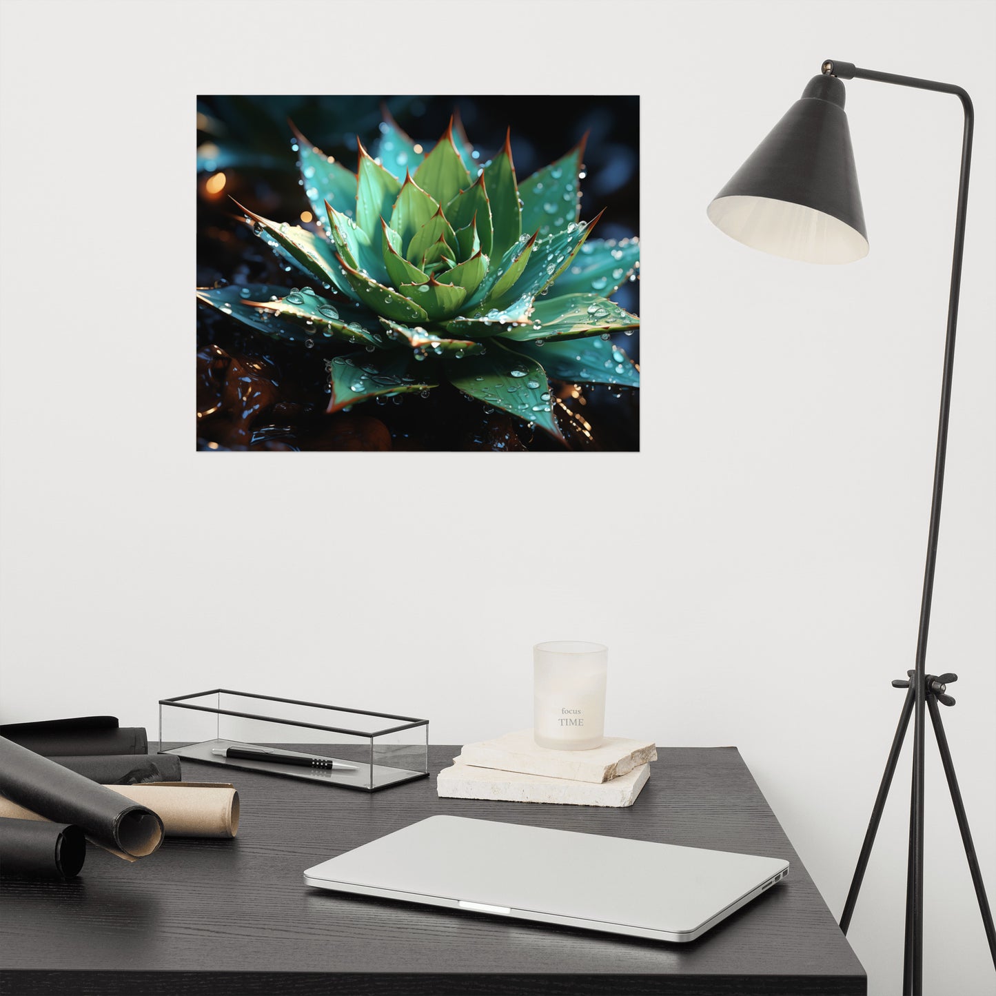 Botanical Wall Prints: Emberglow Succulent Surreal - Digital Artwork Loose Art Print