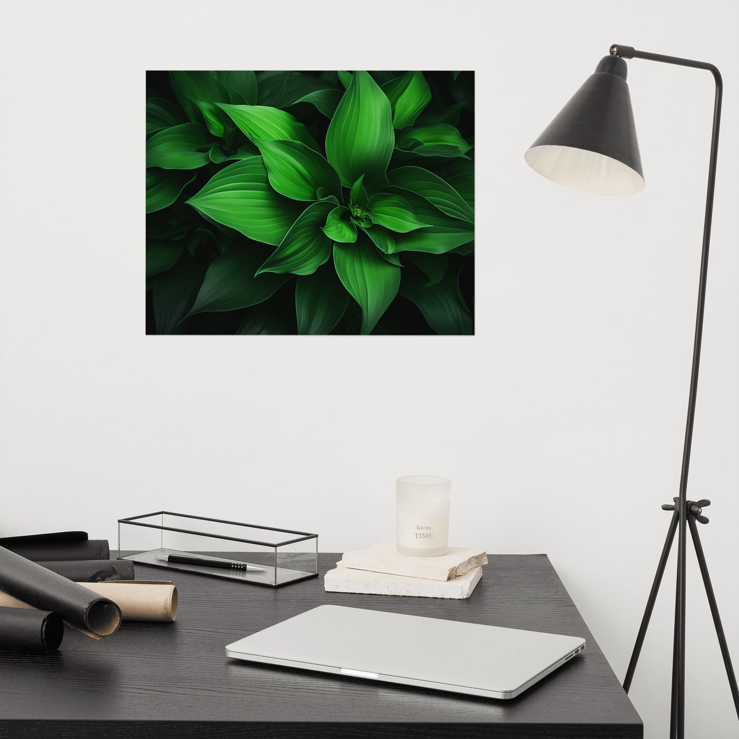 Neutral Botanical Prints: Emerald Symphony Green Plants Photorealism - Digital Artwork Loose Art Print