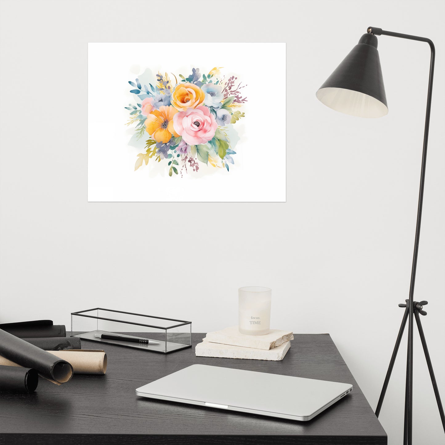 Abstract Flower Watercolor Painting: Ephemeral Elegance Colorful Bouquet - Digital Artwork Loose Art Print