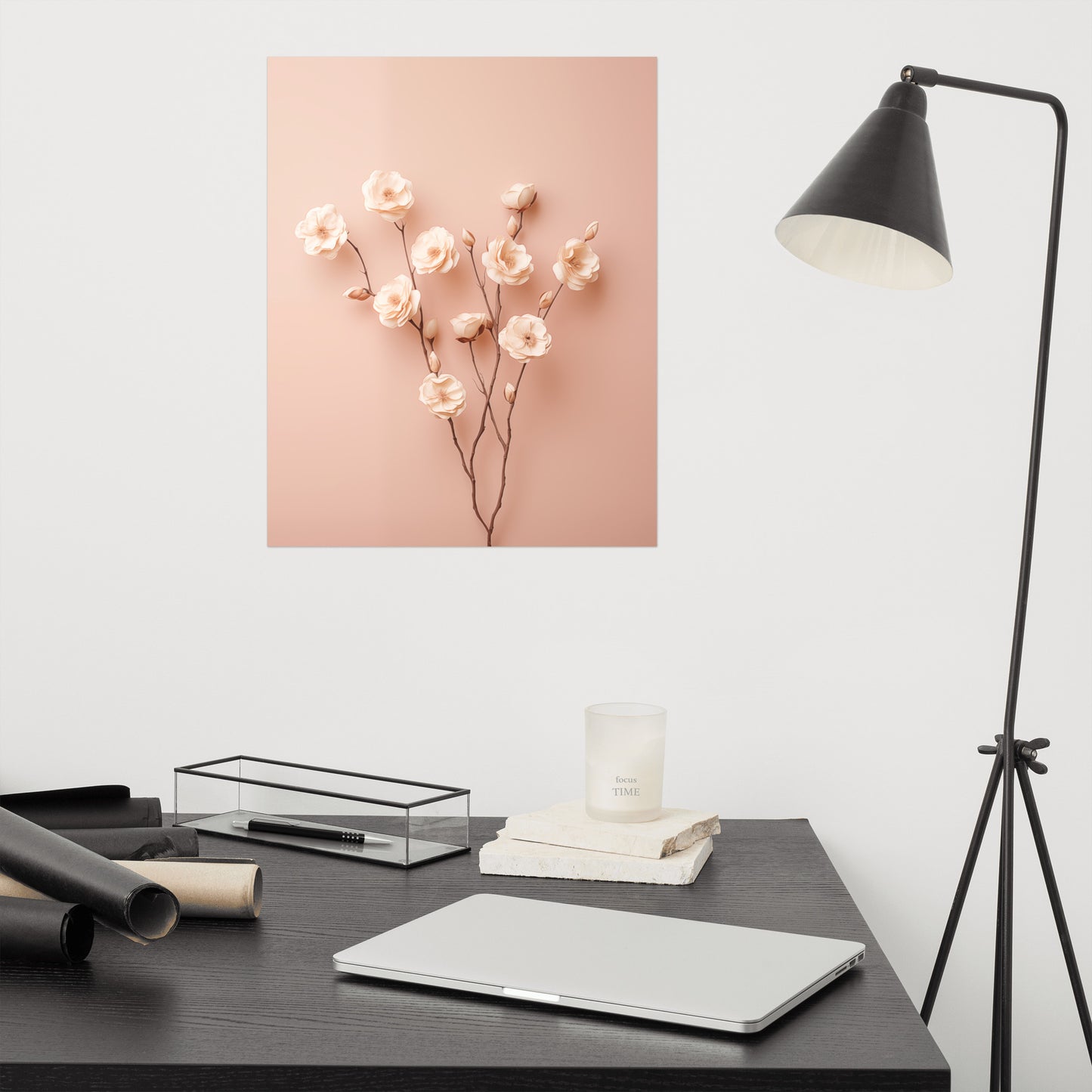 Cream Floral Wall Art: Ephemeral Elegance Minimal Photorealism - Digital Artwork Loose Art Print