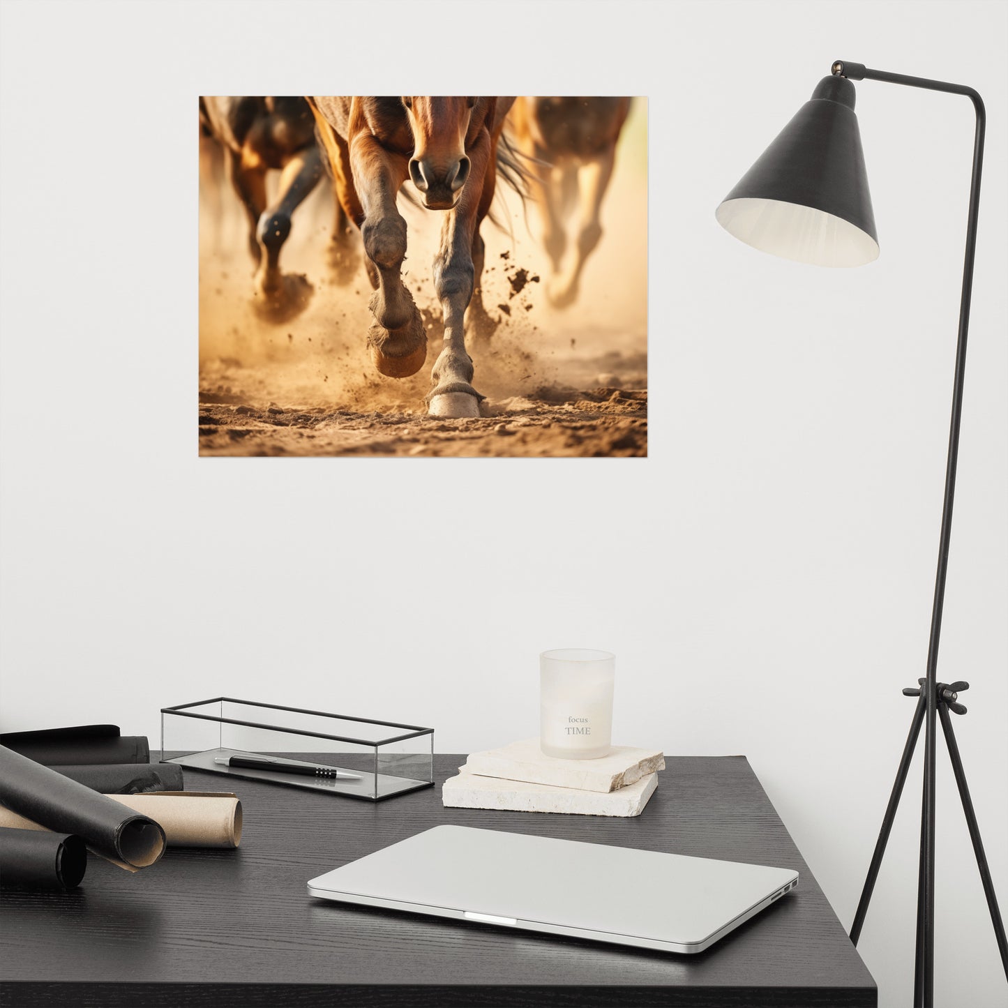 Running Horse Artwork: Equine Exodus Photorealism - Digital Loose Art Print