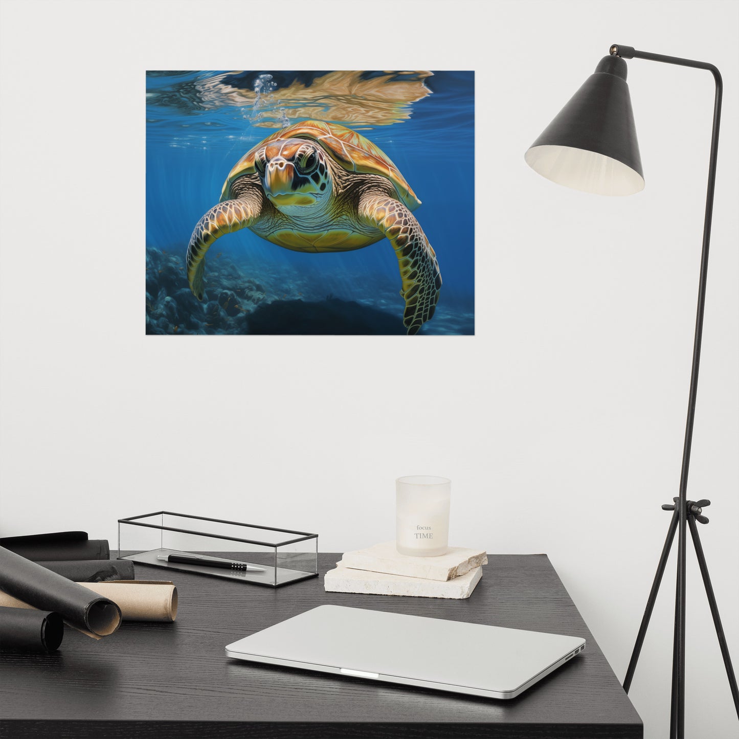 Sea Turtle Art: Eternal Voyager Coastal Illustration - Digital Artwork Loose Art Print