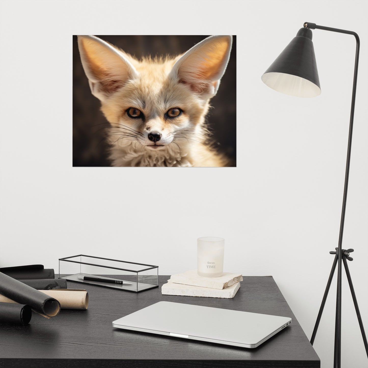 Colorful Fox Art: Eyes of the Sahara Photorealism - Digital Artwork Loose Art Print