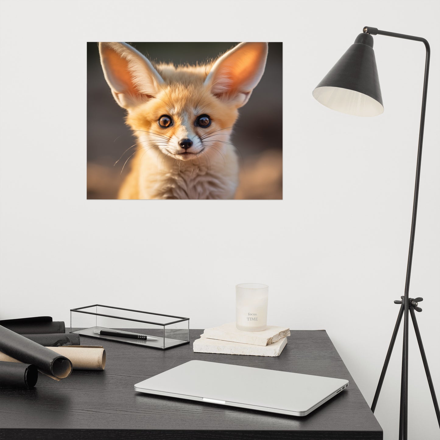 Fennec Fox Portrait Photorealism - Digital Artwork Loose Art Print