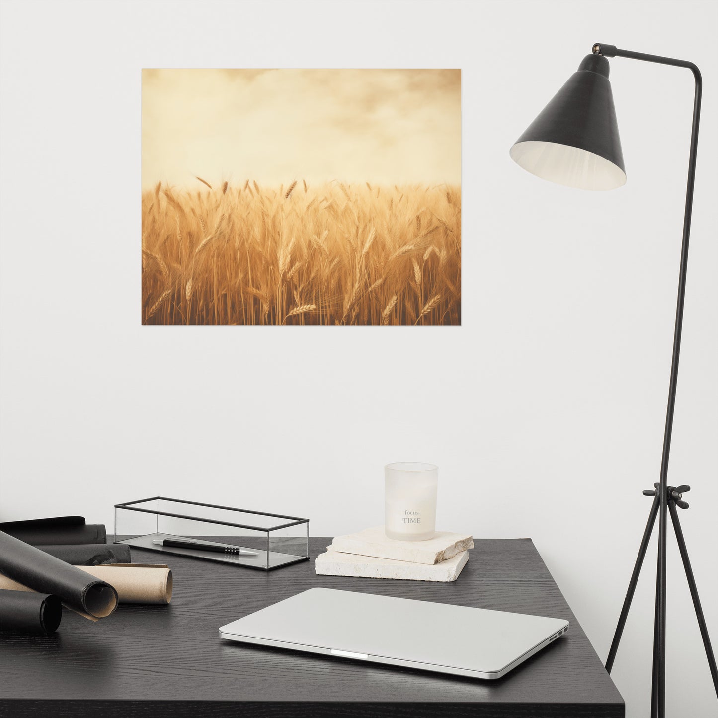 Fields of Gold Minimal Botanical Rustic Subdued Wheat Crops Photorealism - Digital Artwork Loose Art Print