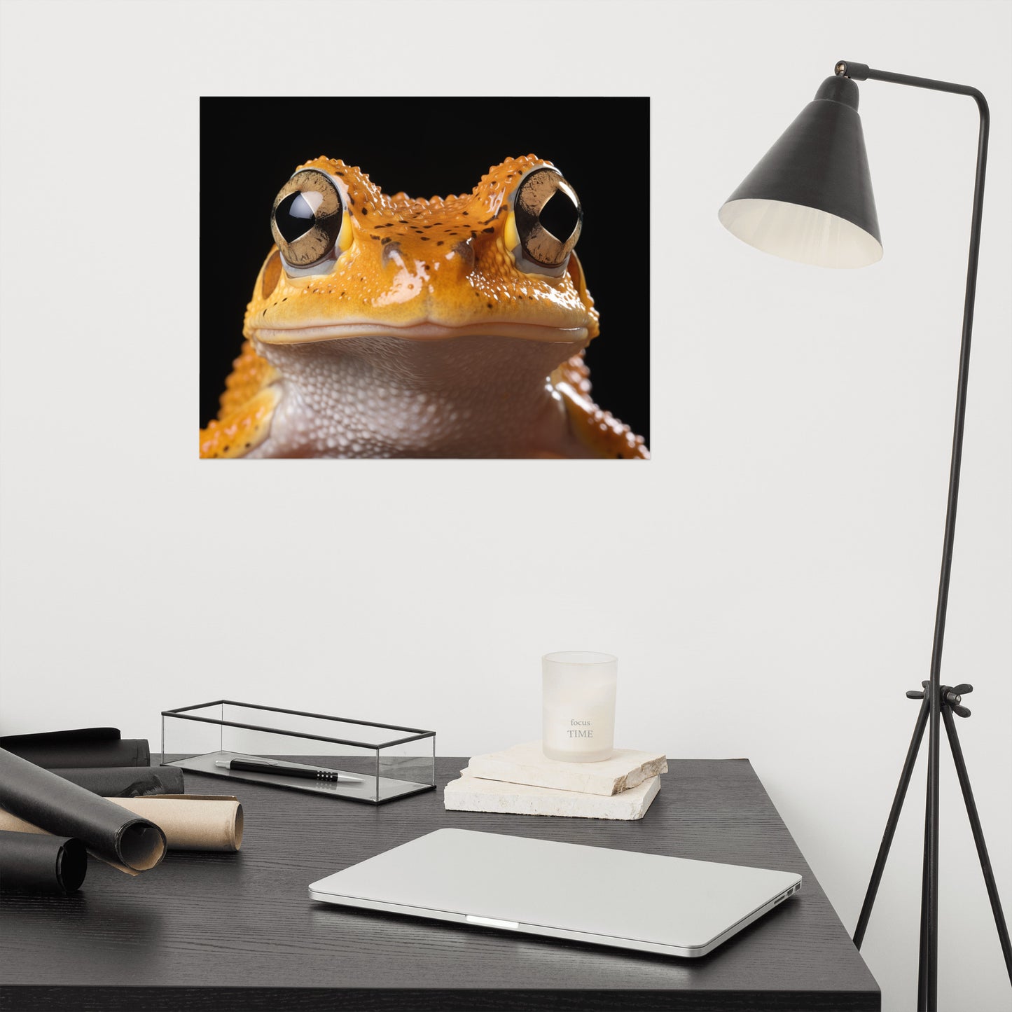 Froggy Face-Off Neobatrachia Frog Close-up Photorealism - Digital Artwork Loose Art Print