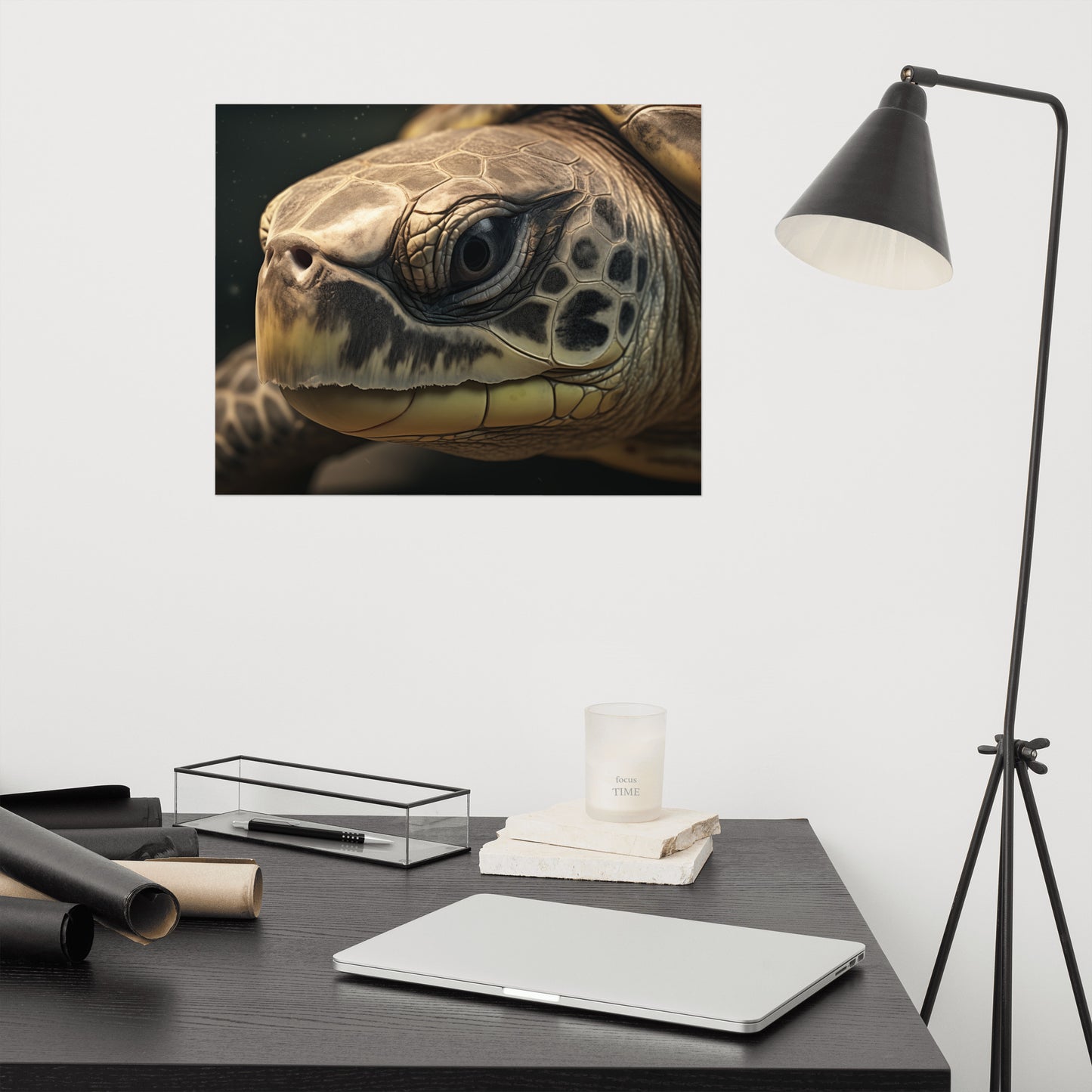 Guardian of the Deep Olive Ridley Turtle Close-up Photorealism - Digital Artwork Loose Art Print