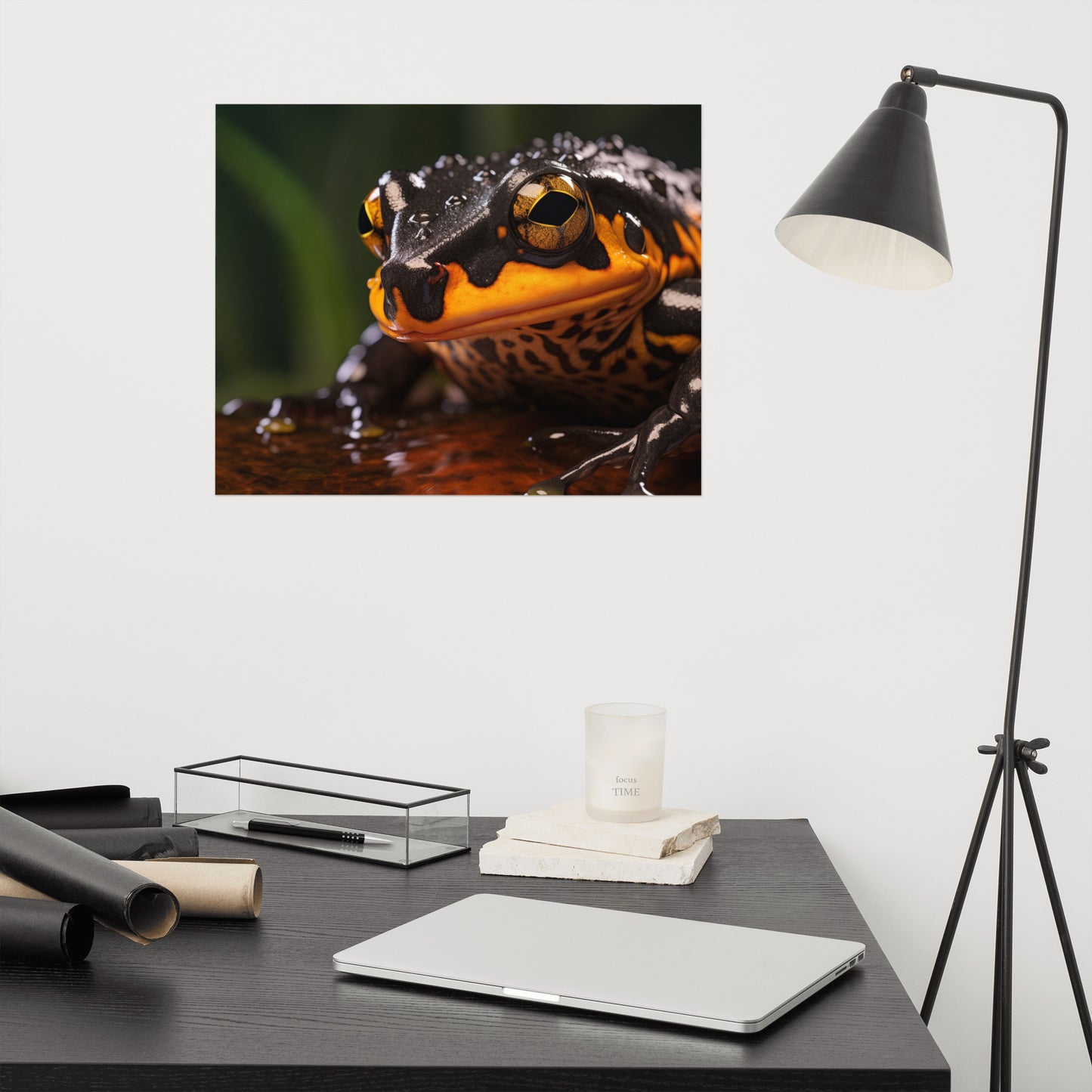 Harlequin Hue Mantella Frog Photorealism - Digital Artwork Loose Art Print