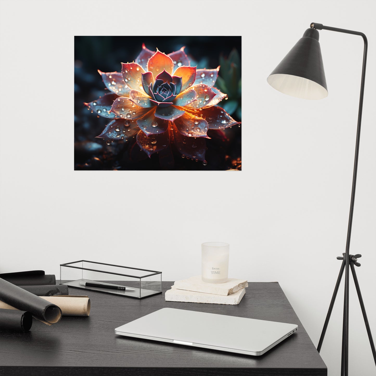 Illuminated Echeveria Surreal - Digital Artwork Loose Art Print