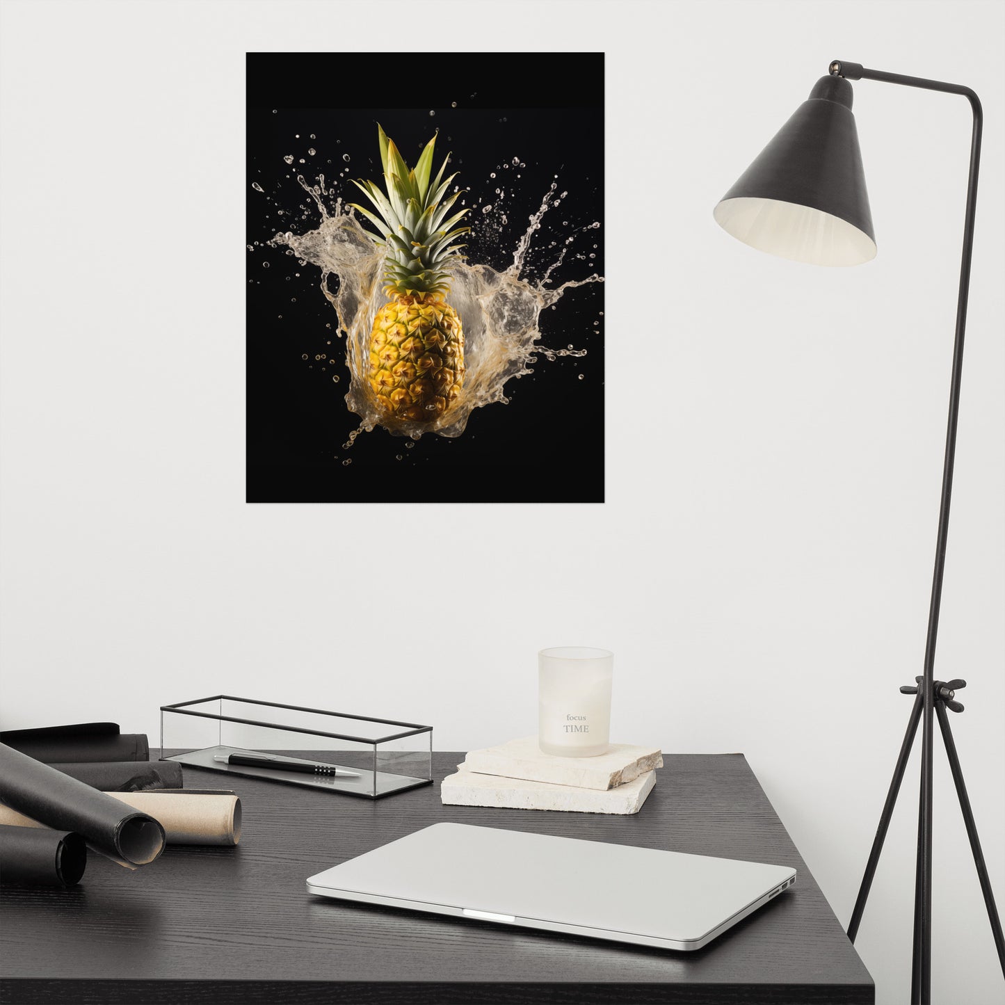 Juicy Joy Pineapple in Water Photorealism - Digital Artwork Loose Art Print