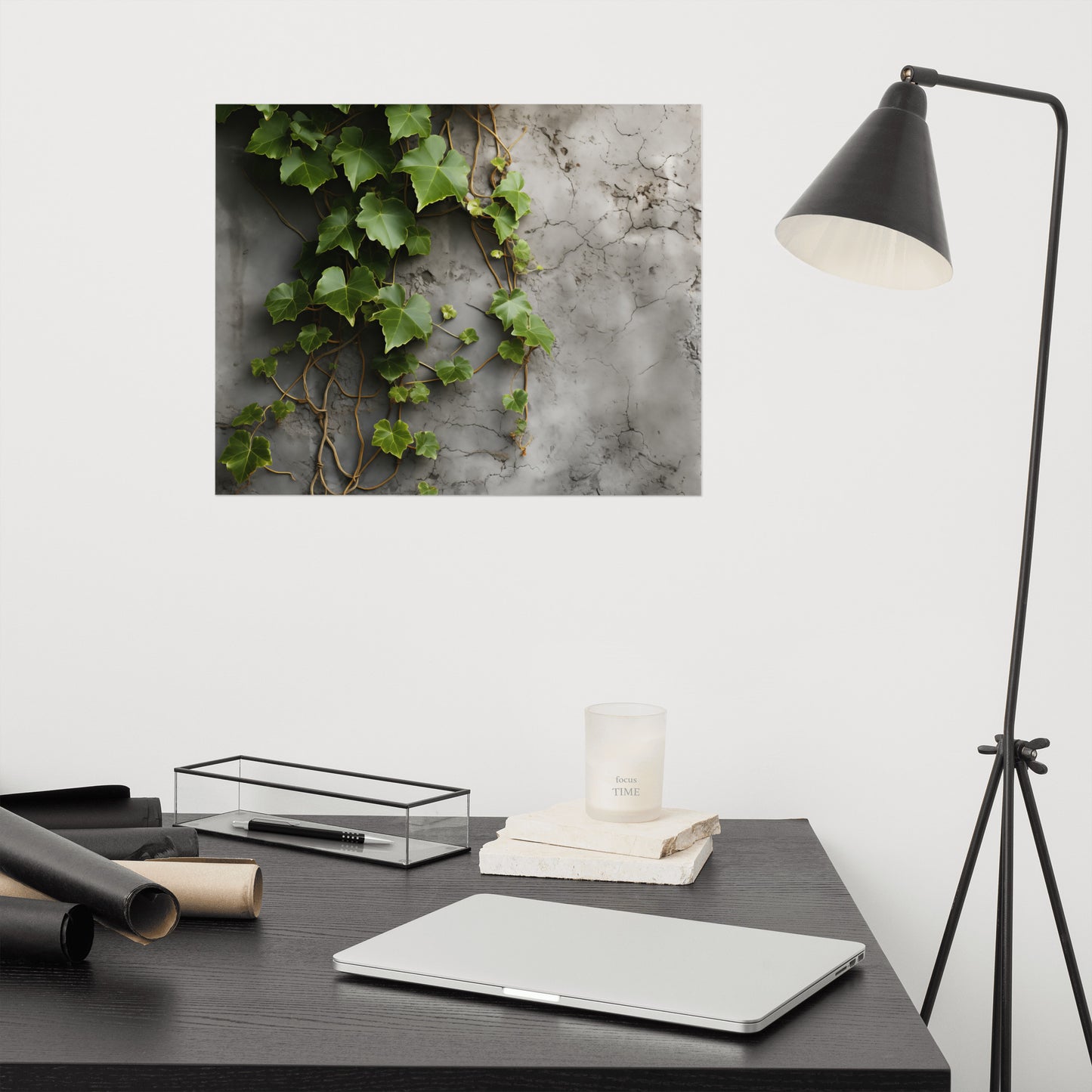 Life on the Wall - Ivy on Stone Photorealism - Digital Artwork Loose Art Print