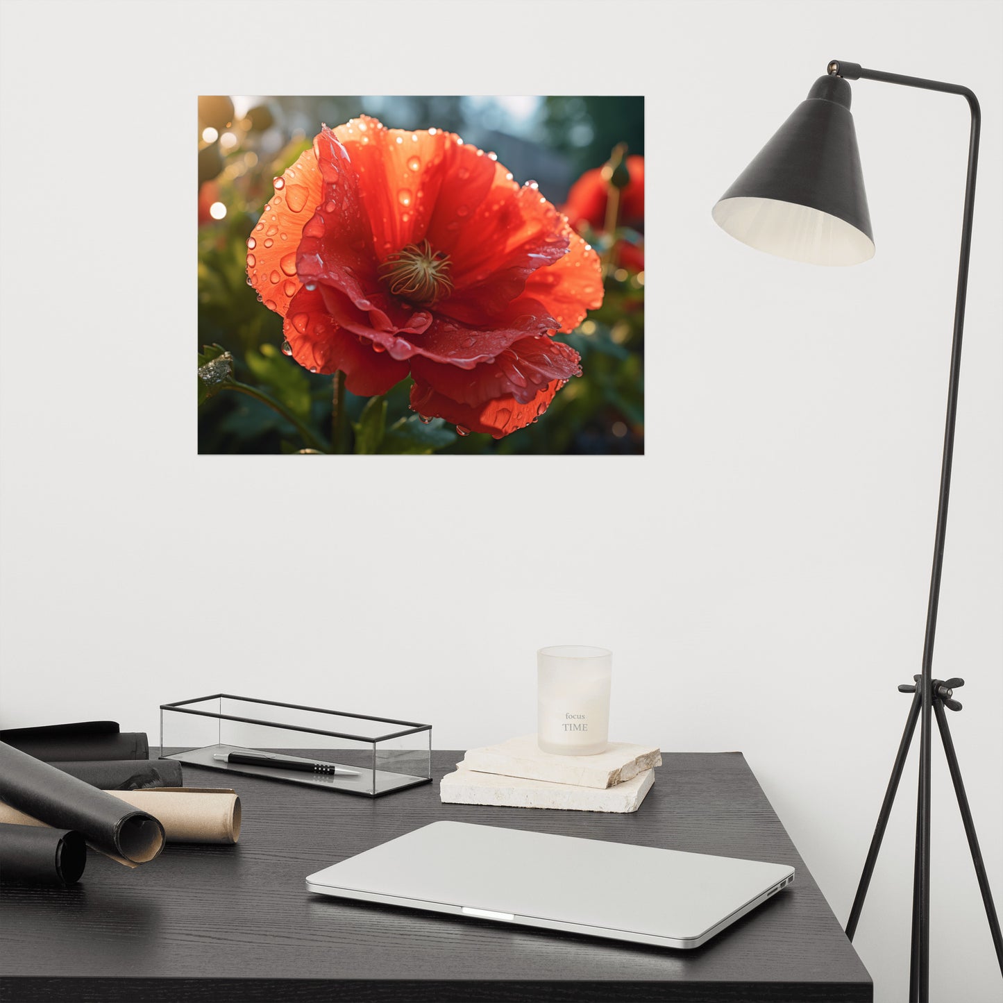 Lonely Crimson Photorealism - Digital Artwork Loose Art Print