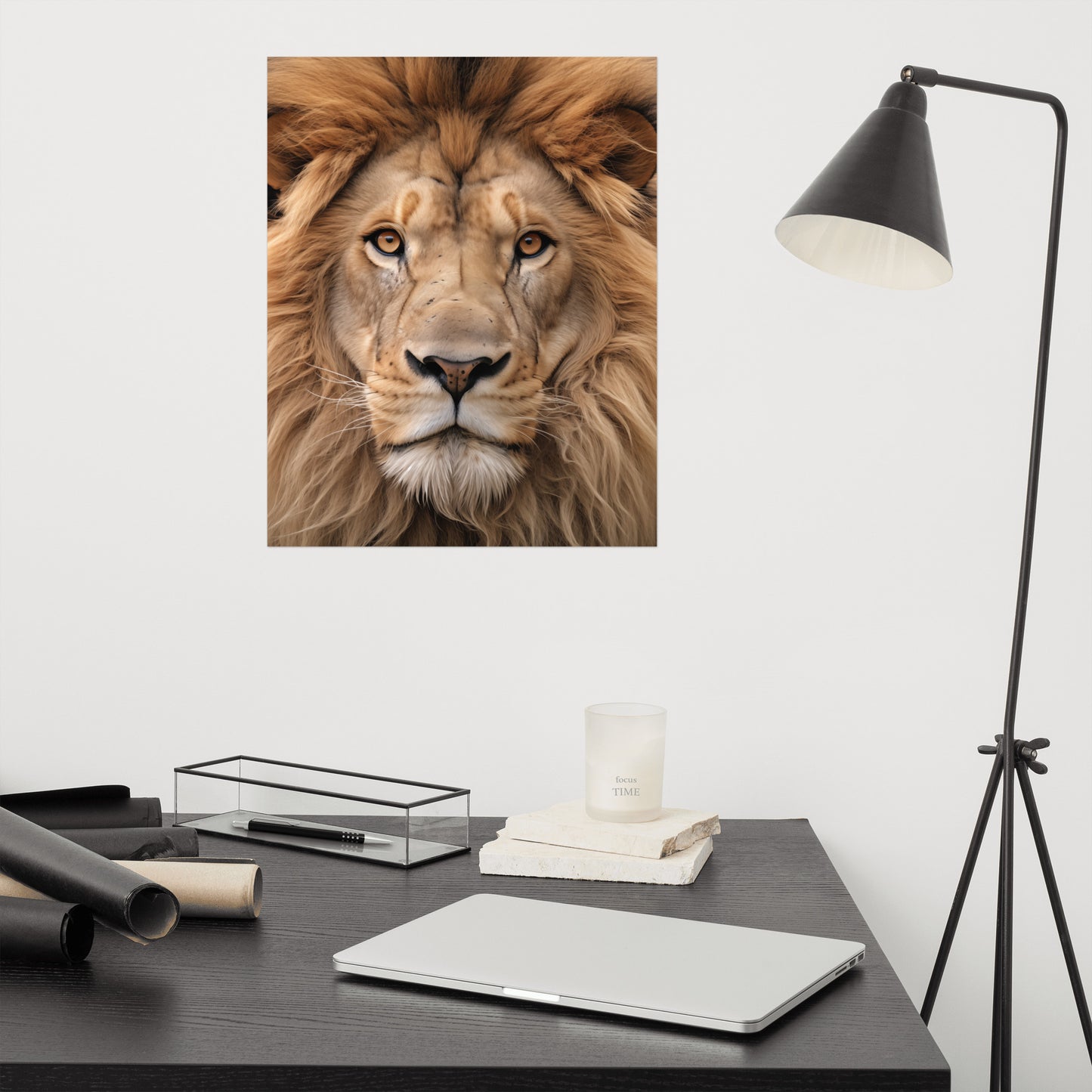 Mane Attraction Lion Photorealism - Digital Artwork Loose Art Print