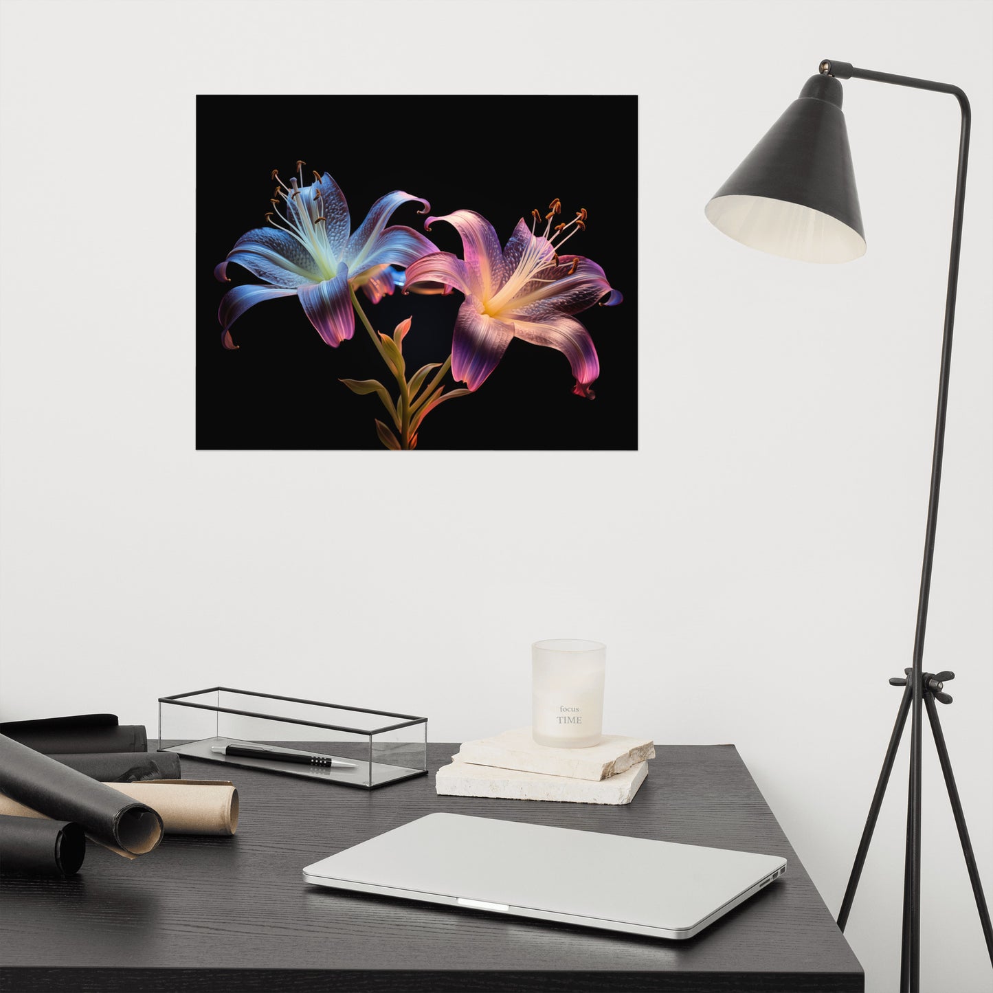 Luminous Lilies Illustration - Digital Artwork Loose Art Print