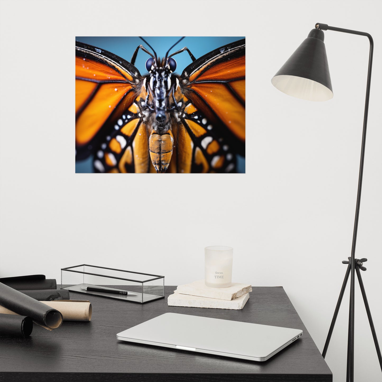 Monarch Macro - Butterfly Close-up Photorealism - Digital Artwork Loose Art Print