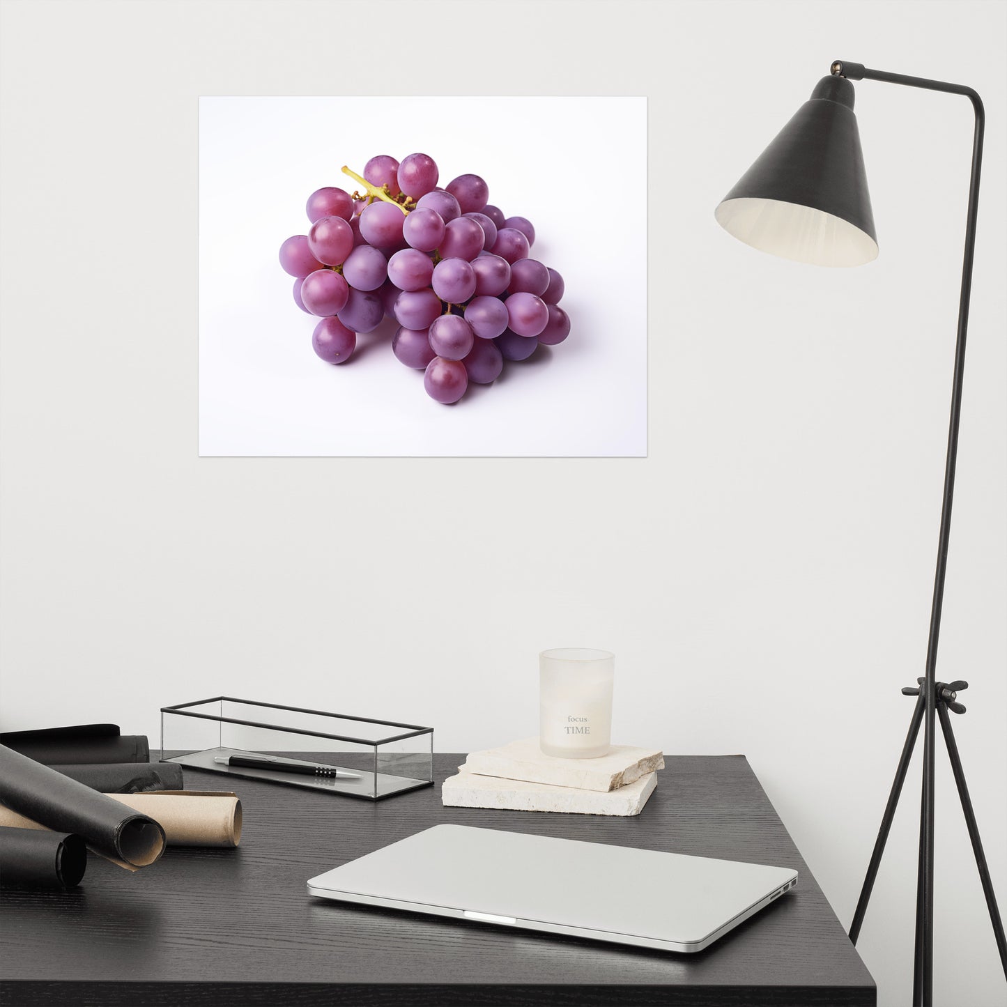 Nature's Candy Purple Grapes on White photorealism - Digital Artwork Loose Art Print