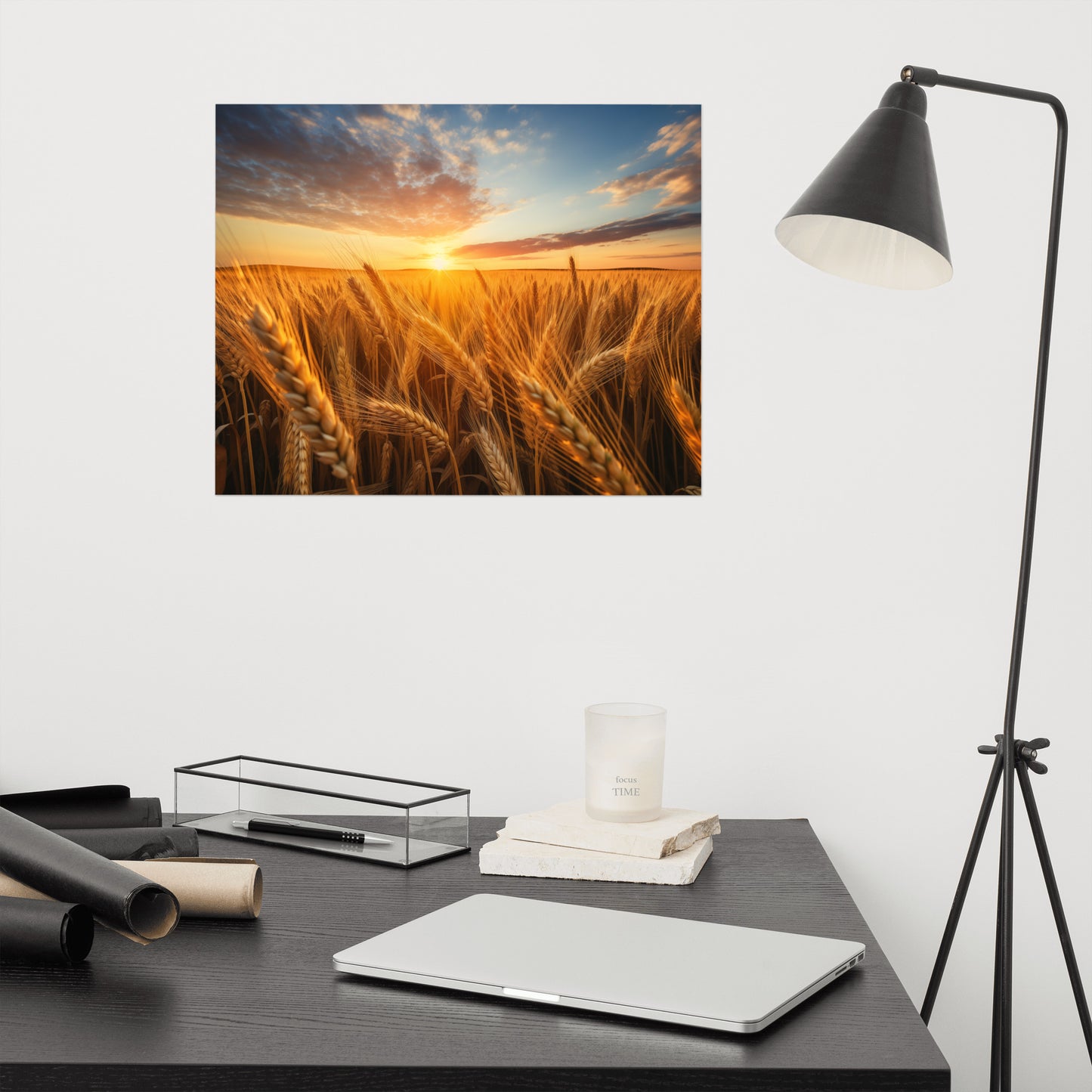 Nature's Bounty Minimal Botanical Rustic Subdued Wheat Crops Photorealism - Digital Artwork Loose Art Print