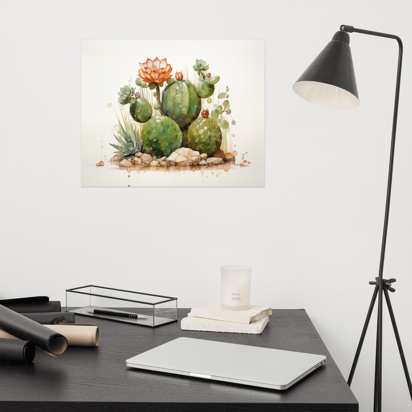 Flowering Cacti Still Life Cactus Watercolor Painting - Digital Artwork Loose Art Print