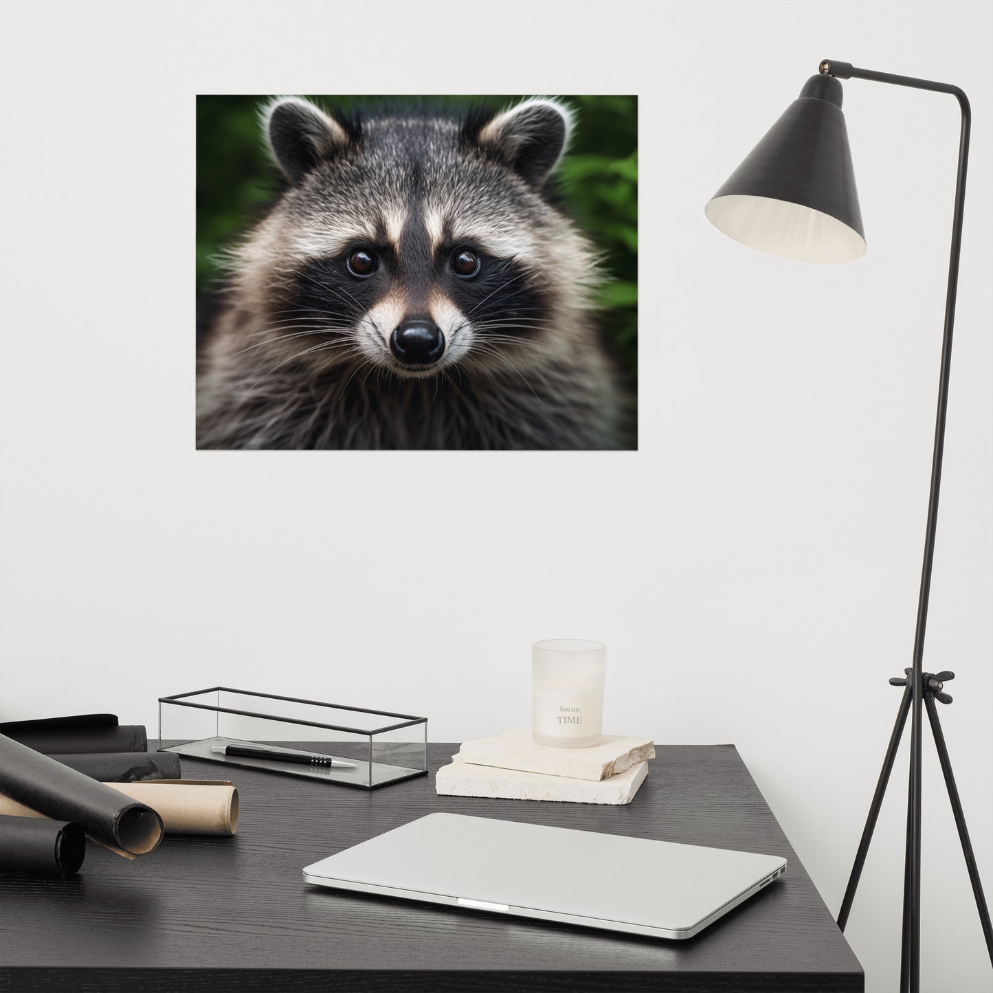 Night Prowler Raccoon Portrait Photorealism - Digital Artwork Loose Art Print