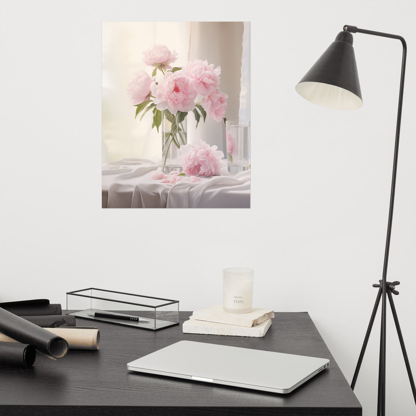 Peonies in Repose Photorealism - Digital Artwork Loose Art Print