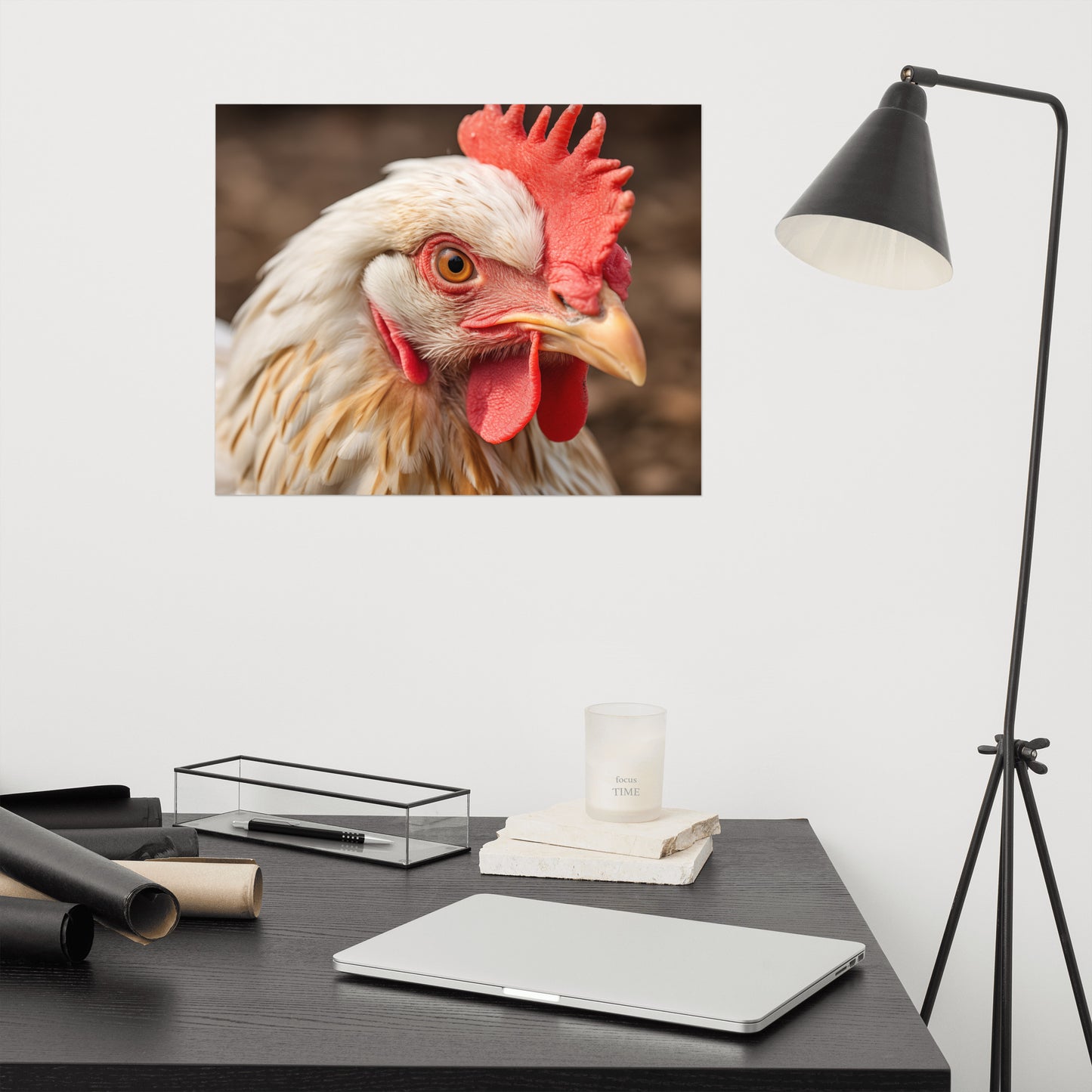 Portrait of a Hen Photorealism - Digital Artwork Loose Art Print