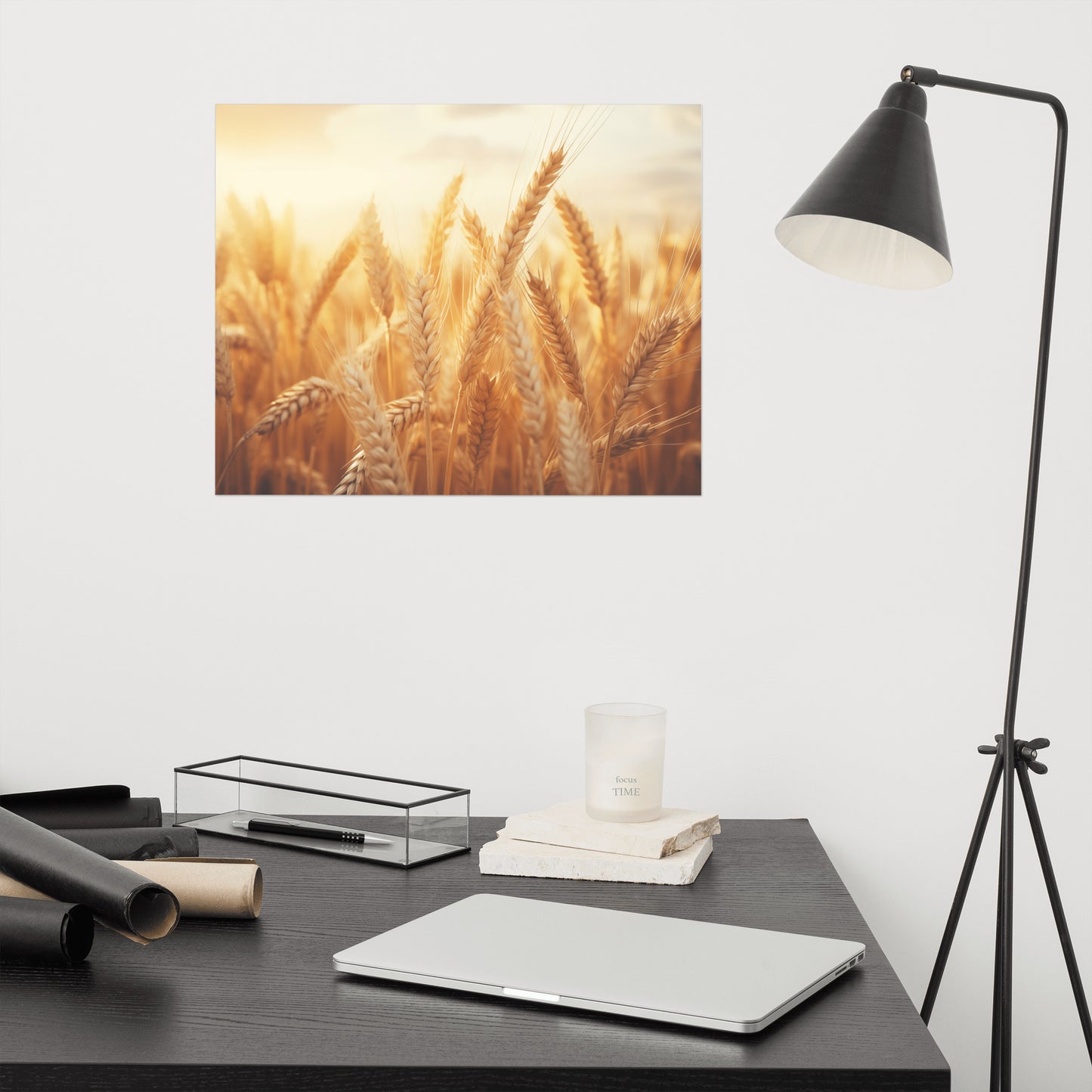 Prairie Dreams Minimal Botanical Rustic Subdued Wheat Crops Photorealism - Digital Artwork Loose Art Print