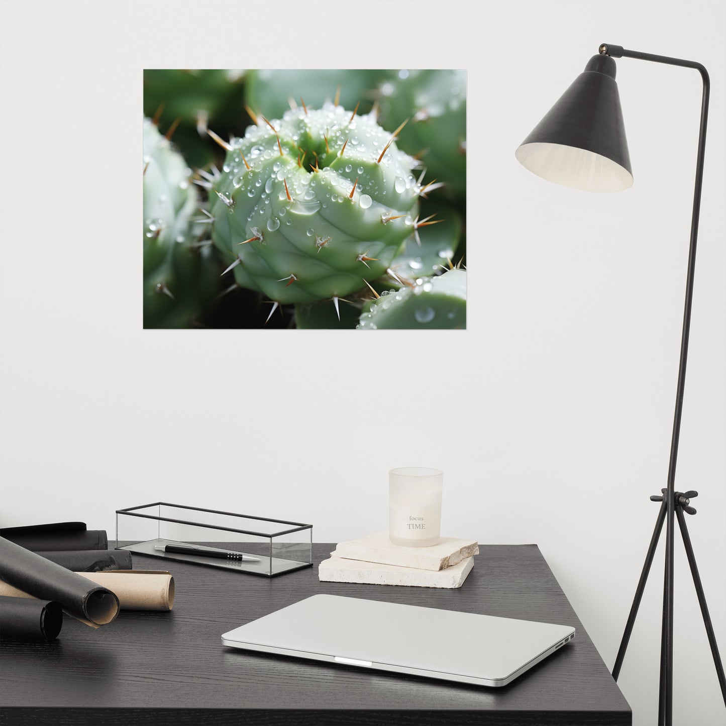 Prickly Pearls Succulent Photorealism - Digital Artwork Loose Art Print