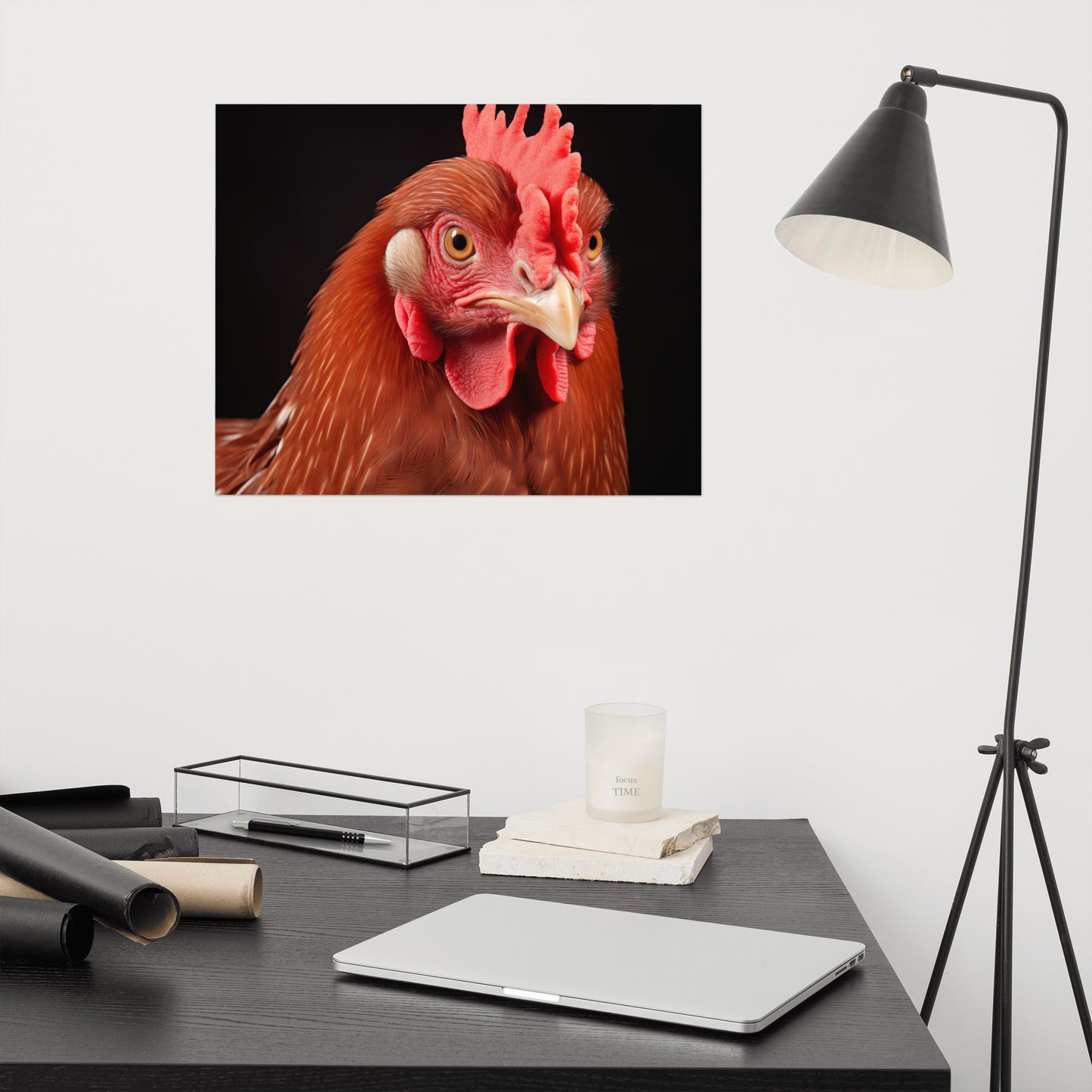 Proud Rooster in Profile Photorealism - Digital Artwork Loose Art Print