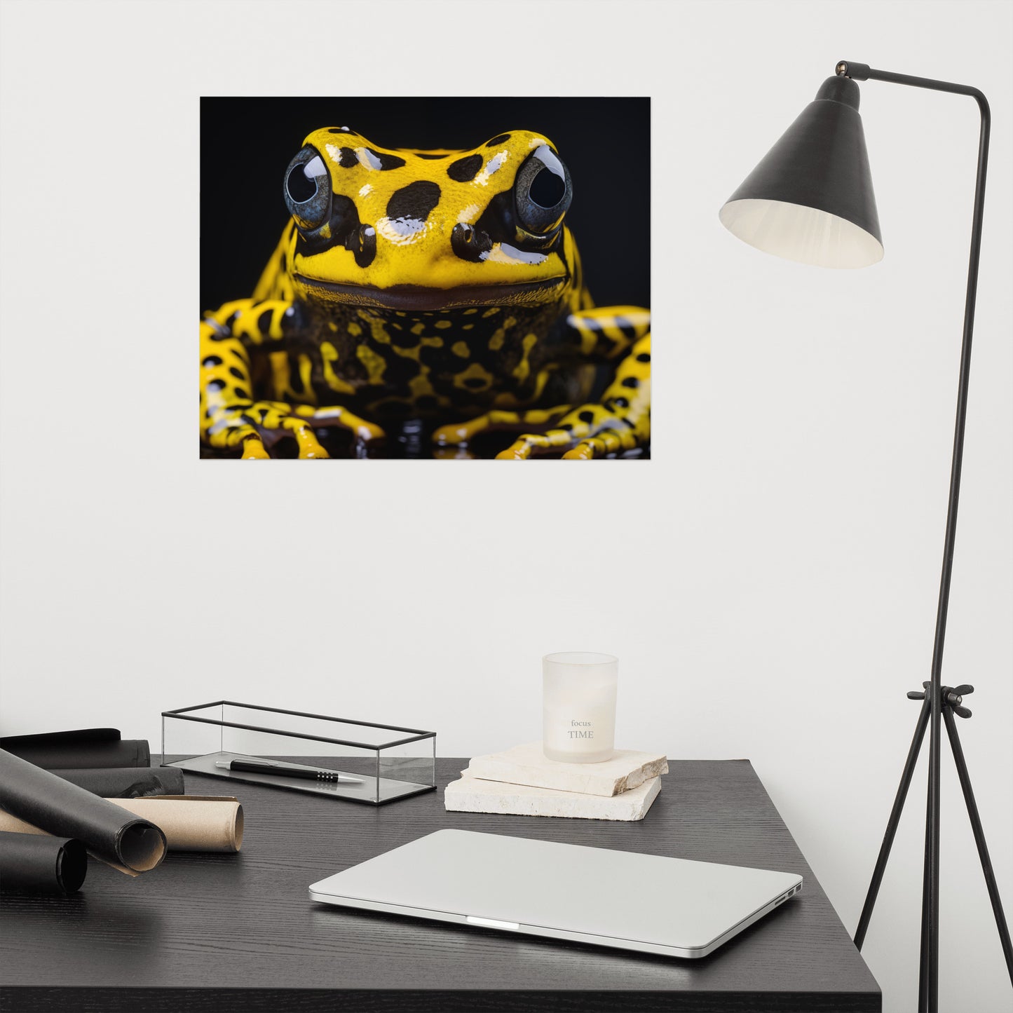 Radiant Amphibian Poison Dart Frog Close-up Photorealism - Digital Artwork Loose Art Print