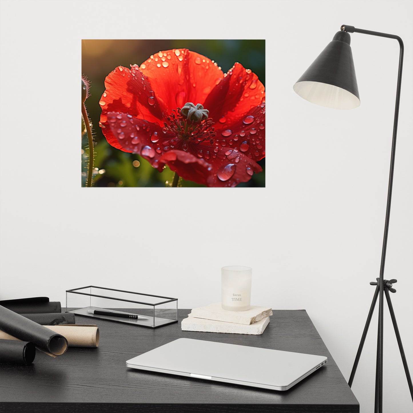 Red Reverie Close-up Poppy Photorealism - Digital Artwork Loose Art Print