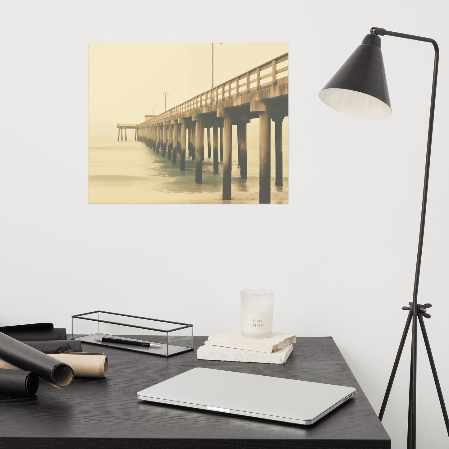 Retro Beach Vibes Subdued Coastal Photorealism - Digital Artwork Loose Art Print