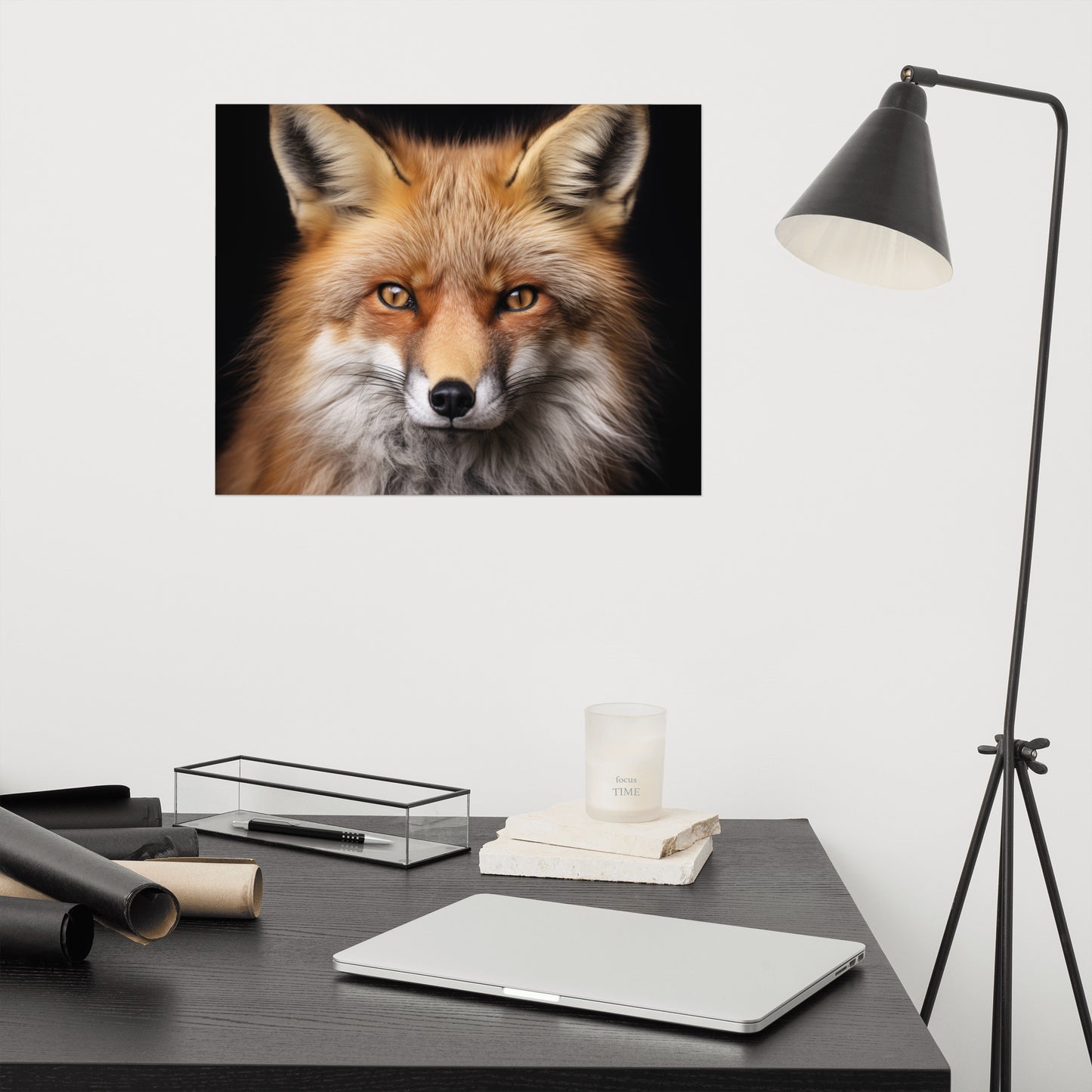 Russet Royalty Red Fox Portrait Photorealism - Digital Artwork Loose Art Print