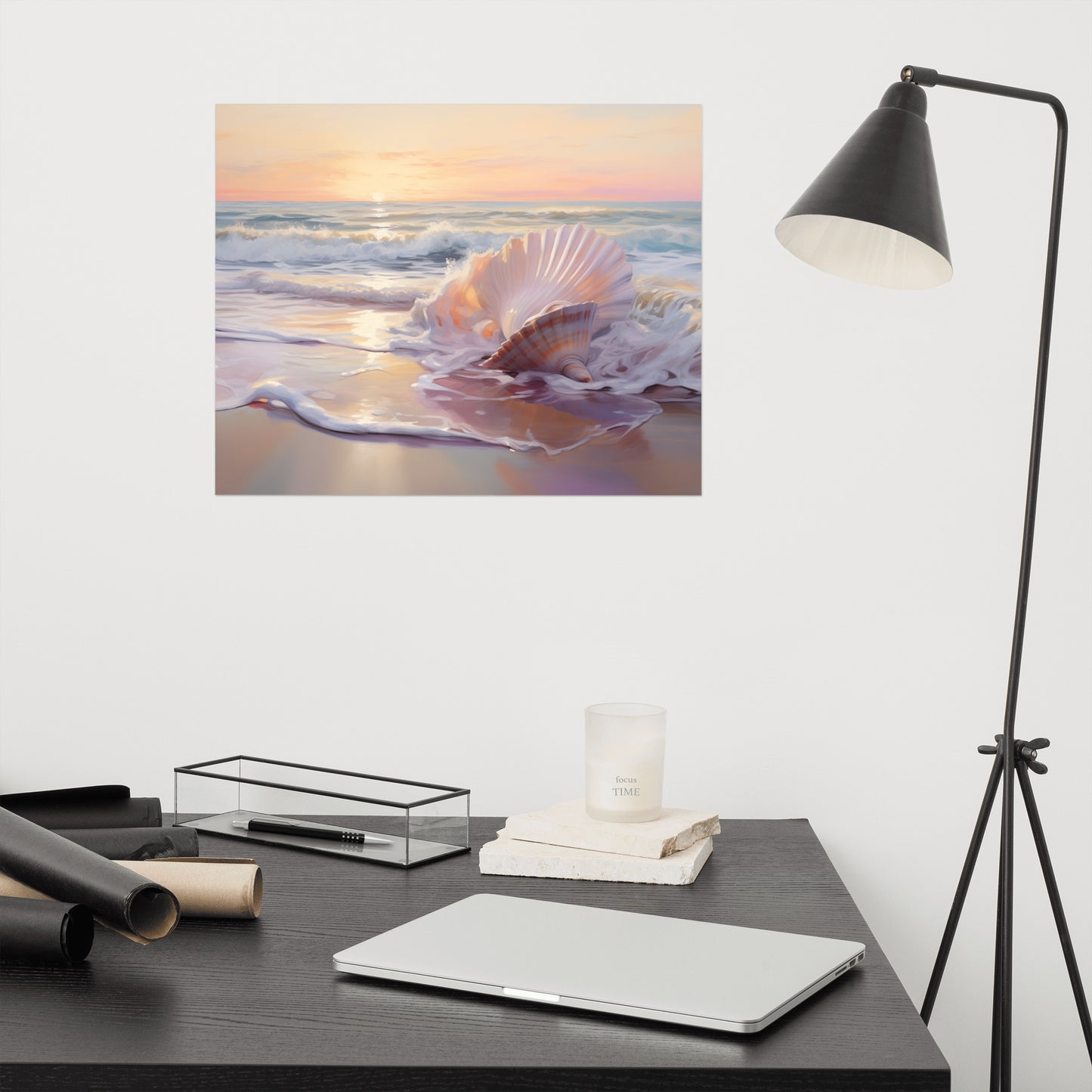 Seashell Serenade Pastel Painting - Digital Artwork Loose Art Print