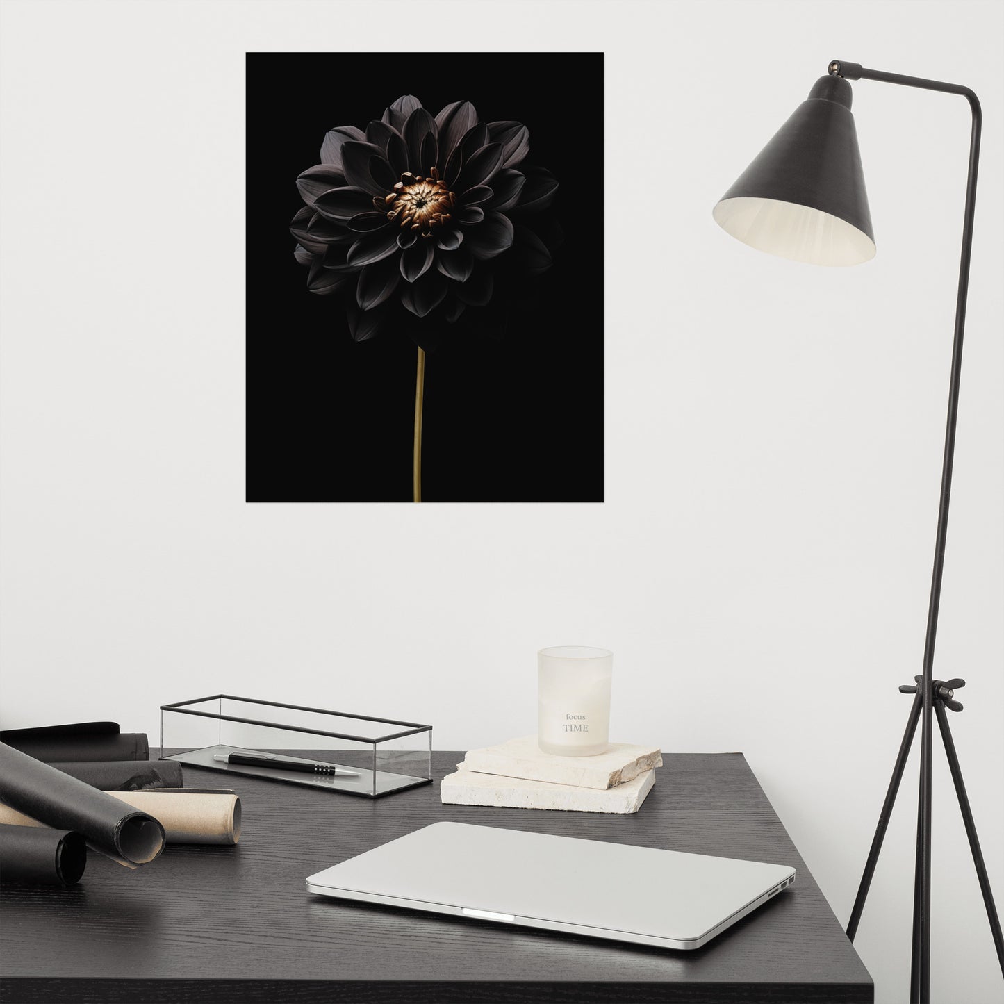 Shadow Blossom Black Flowers Photorealism - Digital Artwork Loose Art Print