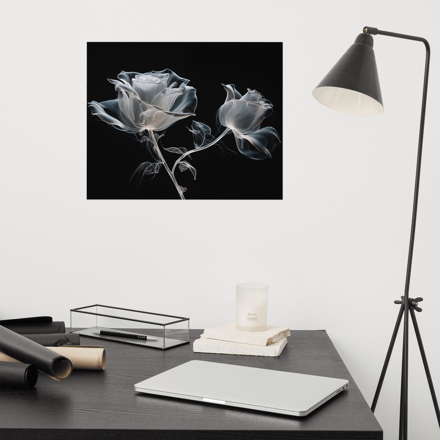 Spectral Roses X-Ray Effect Illustration - Digital Artwork Loose Art Print