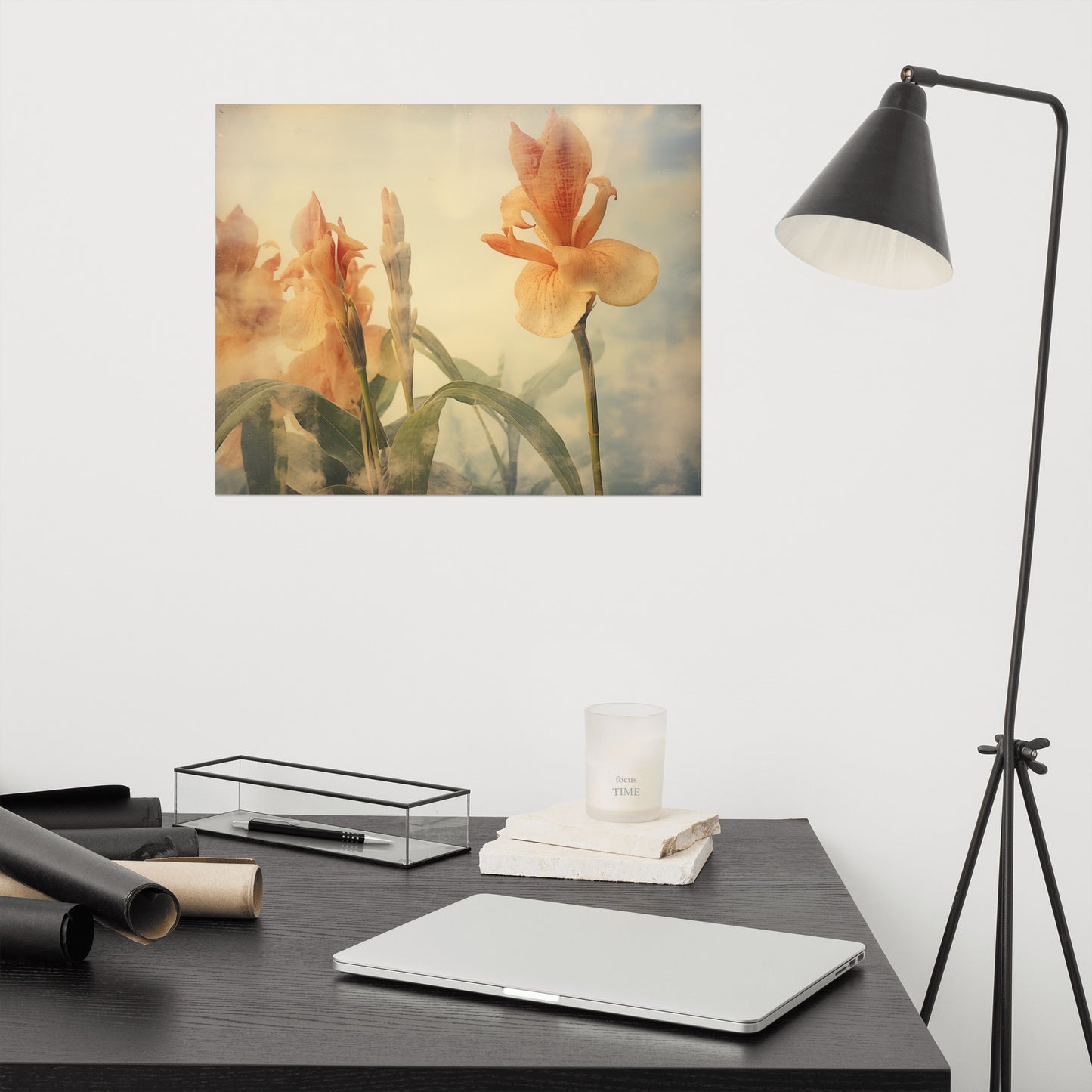 Sunlit Petals Vintage Subdued Photorealism - Digital Artwork Loose Art Print