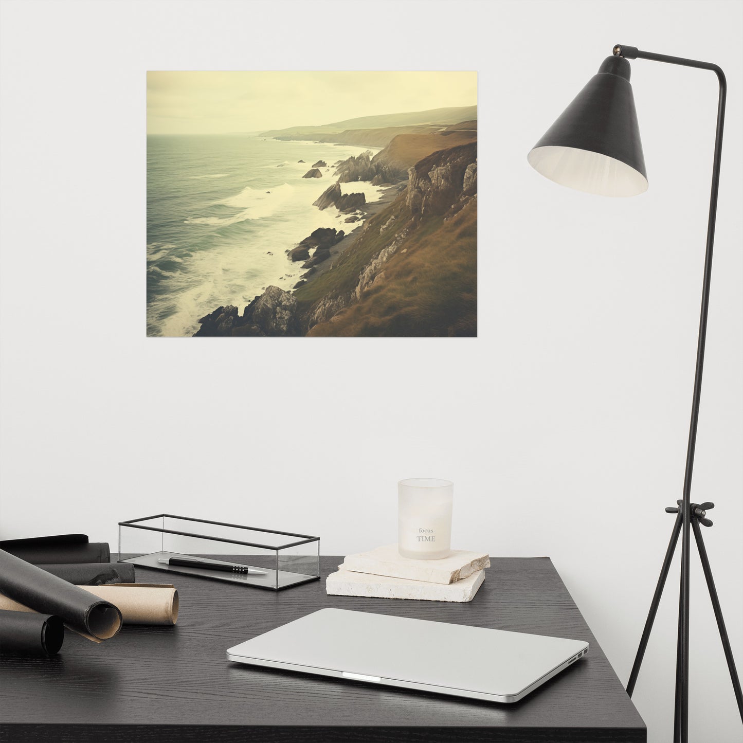 The Allure of Time Subdued Retro Coastal Photorealism - Digital Artwork Loose Art Print