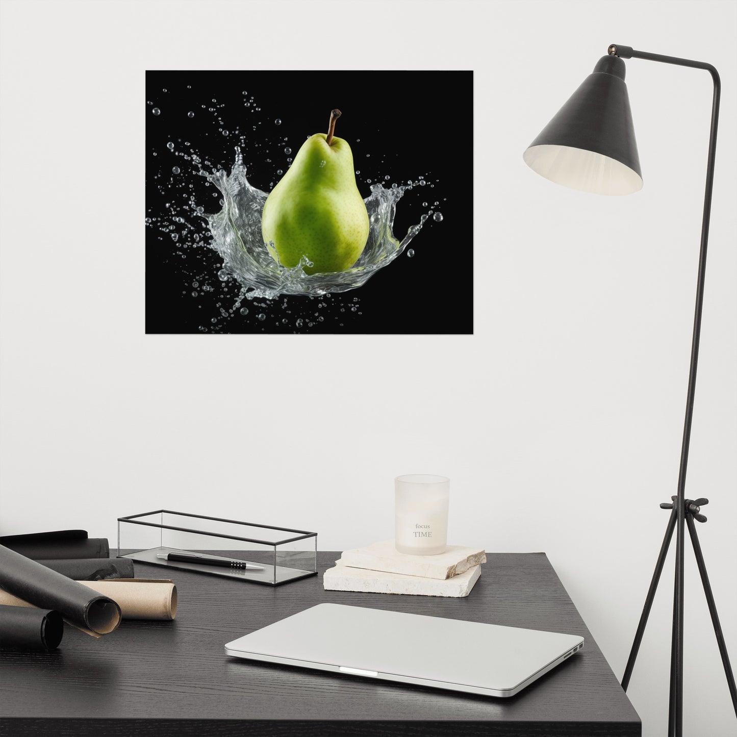 The Crisp Awakening Pear in Water Photorealism - Digital Artwork Loose Art Print