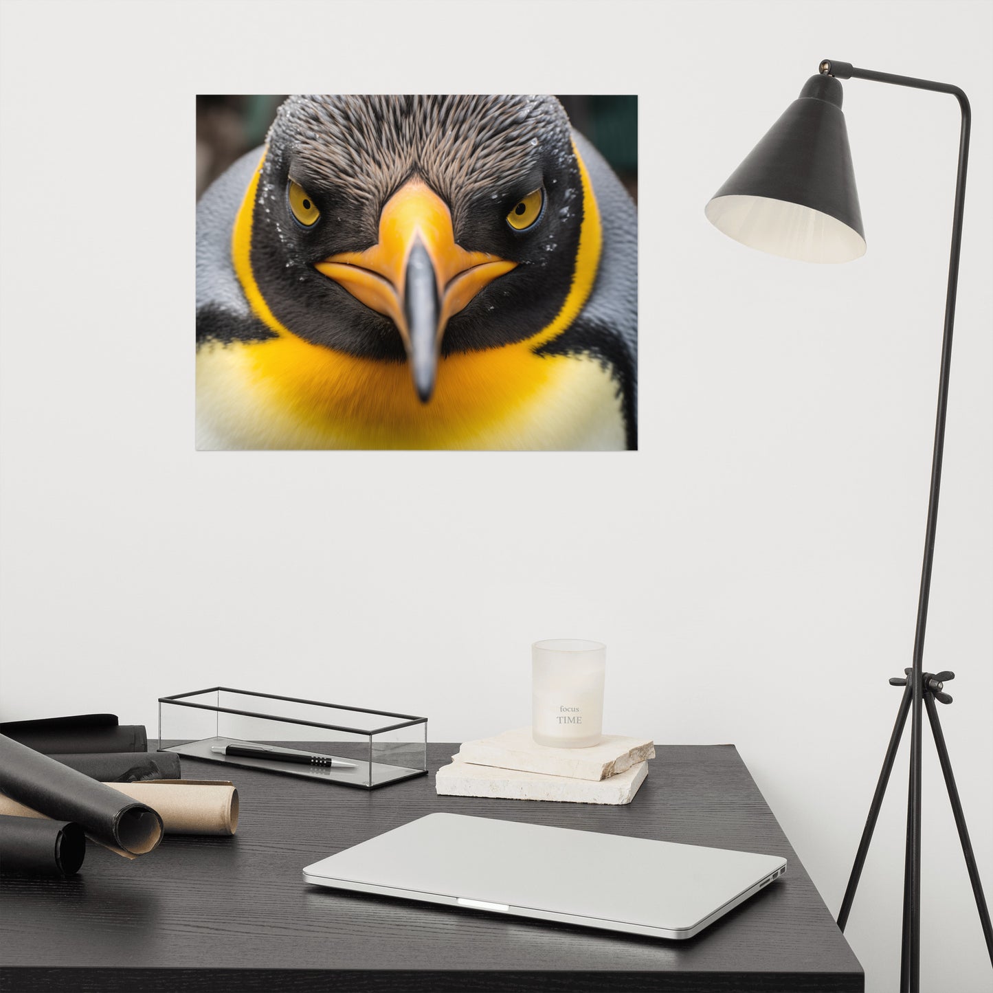 The Emperor's Stare Penguins Photorealism - Digital Artwork Loose Art Print