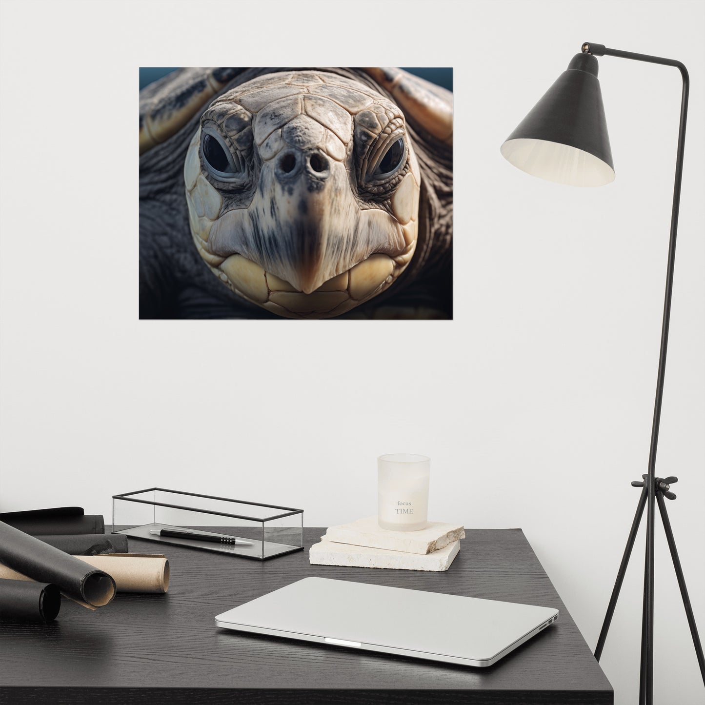 The Silent Observer Olive Ridley Turtle Close-up Photorealism - Digital Artwork Loose Art Print