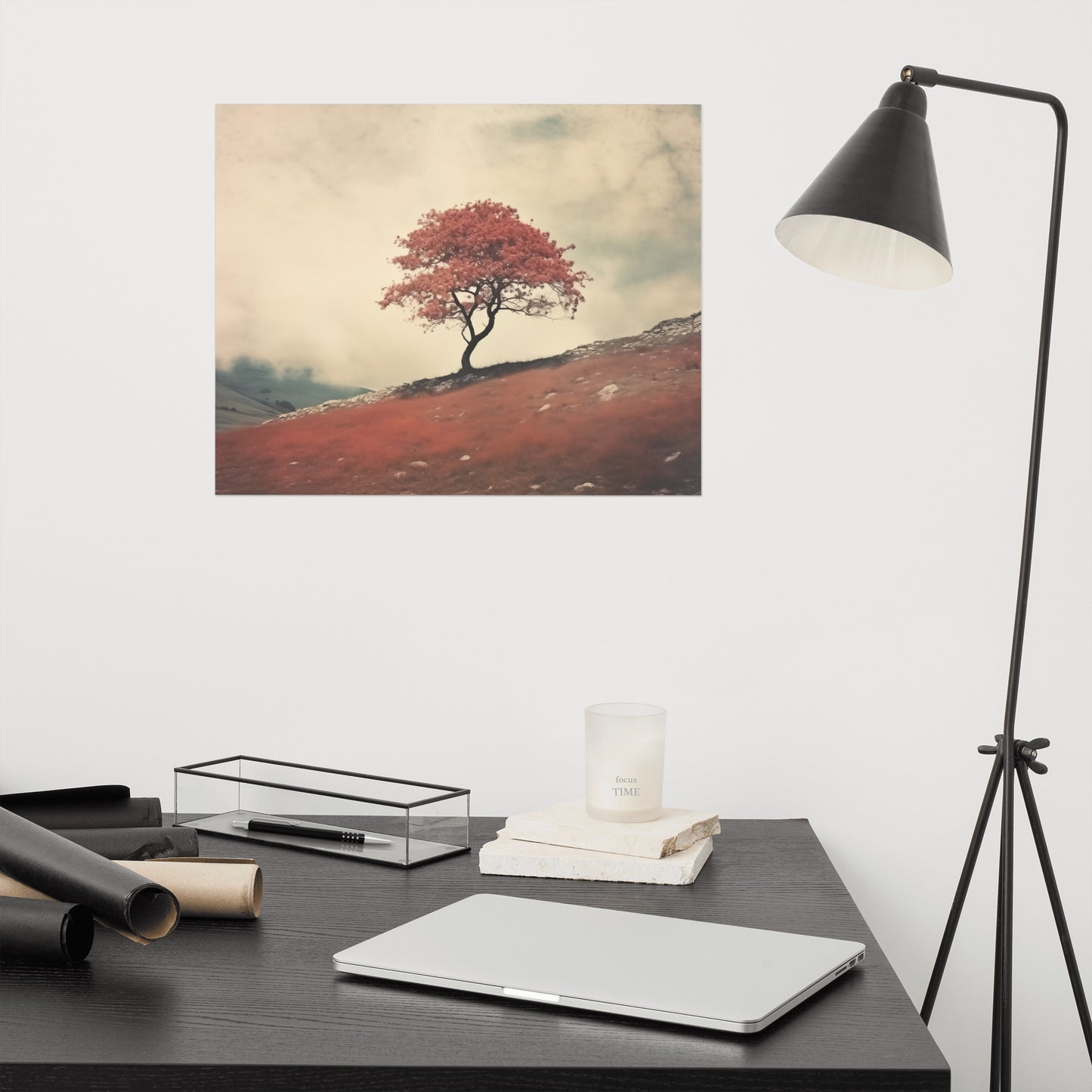 The Lonesome Tree Minimal Botanical Retro Subdued Photorealism - Digital Artwork Loose Art Print