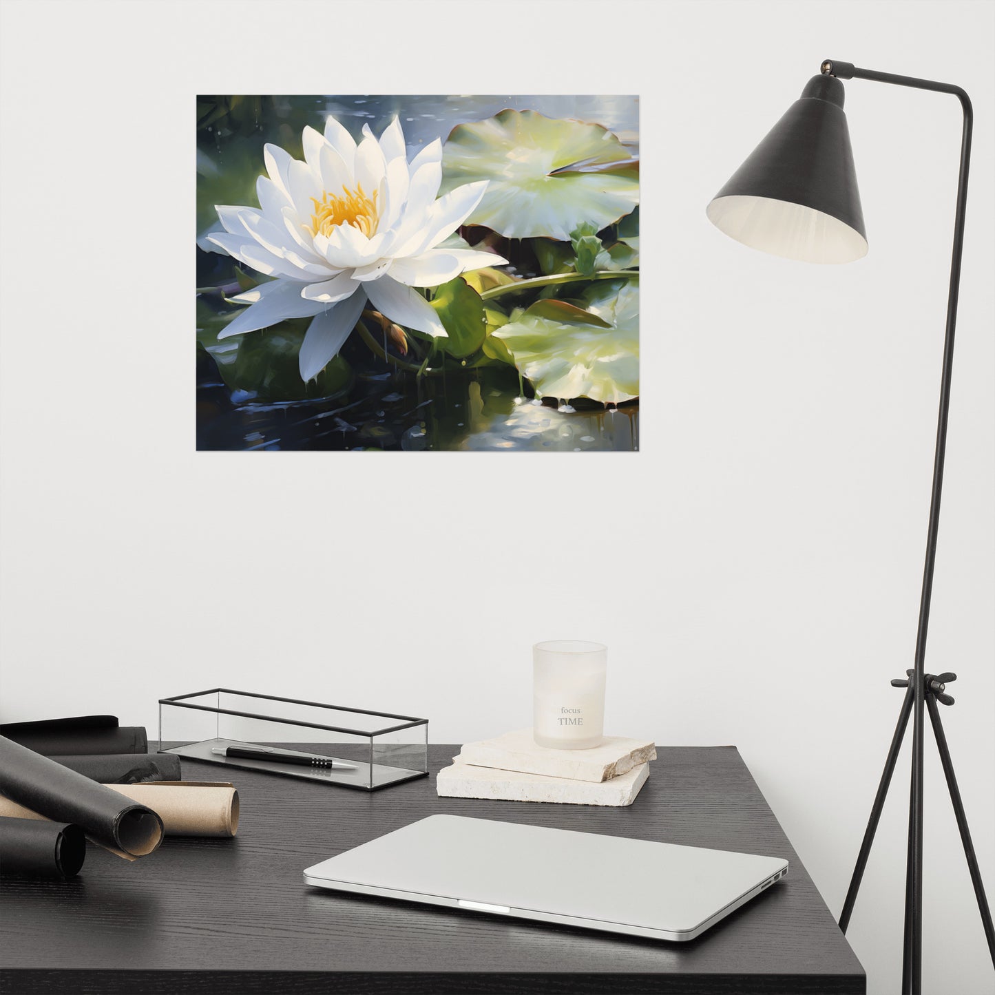 The Lotus's Light Oil Painting - Digital Artwork Loose Art Print