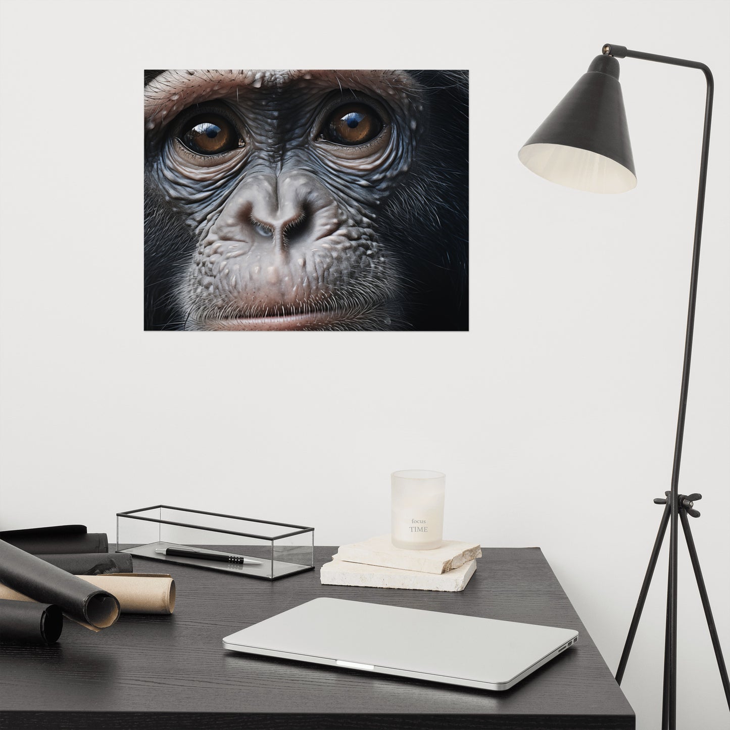 The Chimpanzee Who Stole My Heart Close-up Photorealism - Digital Artwork Loose Art Print