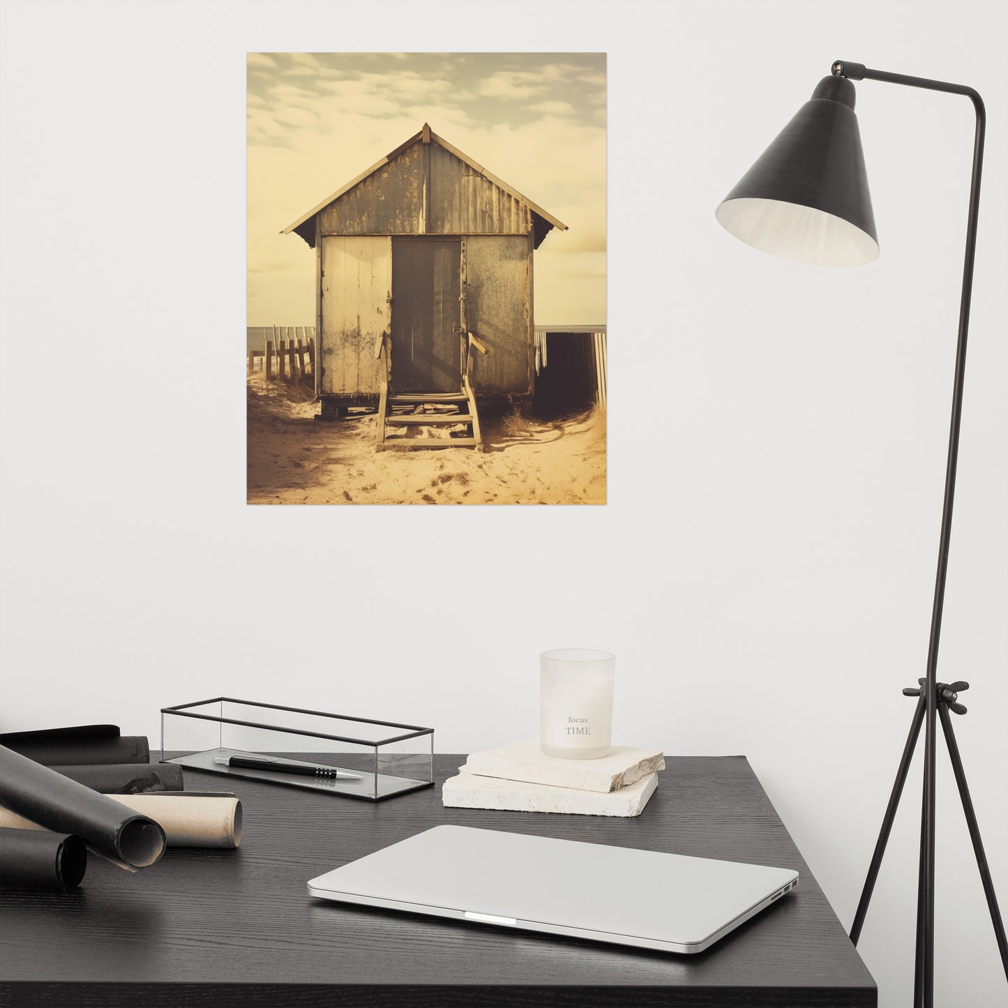 The Old Beach House Subdued Retro Photorealism - Digital Artwork Loose Art Print