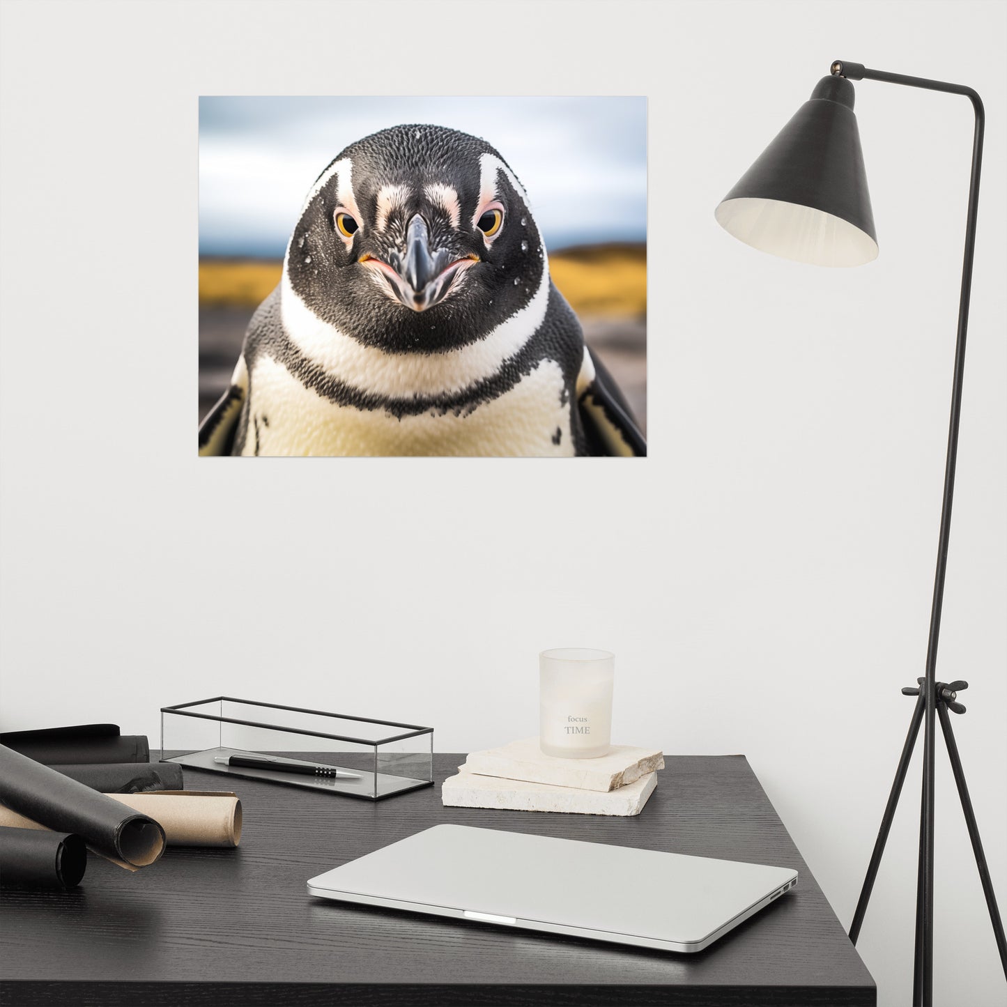 The Stare Down Penguins Photorealism - Digital Artwork Loose Art Print