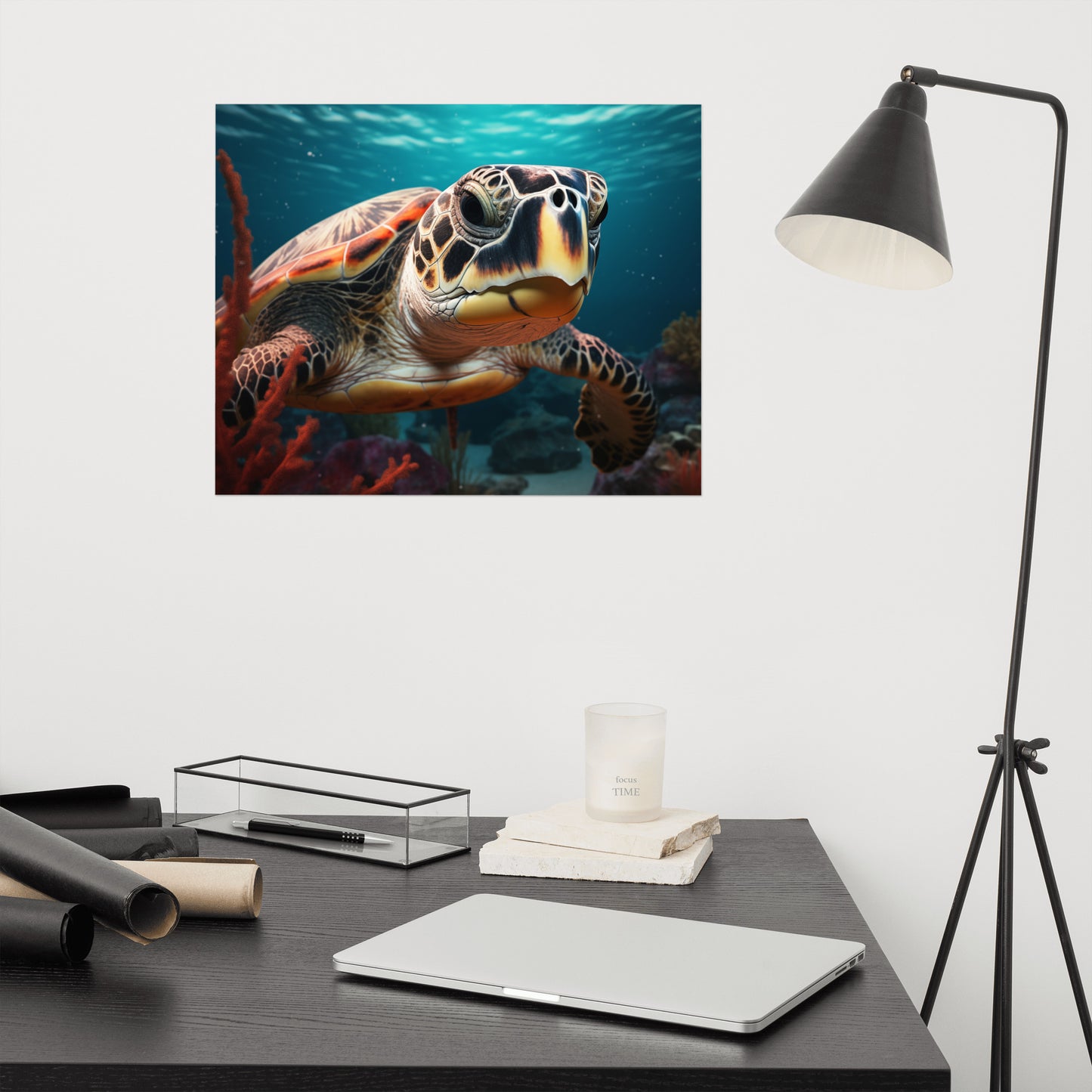 The Turtle's Tale Sea Turtle Coastal Illustration - Digital Artwork Loose Art Print