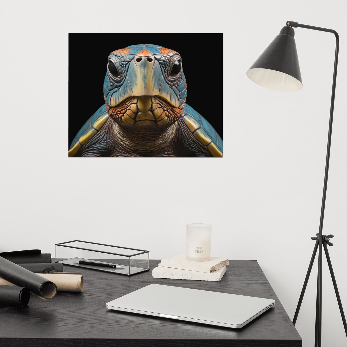 The Wise Wanderer Tortoise Coastal Photorealism - Digital Artwork Loose Art Print