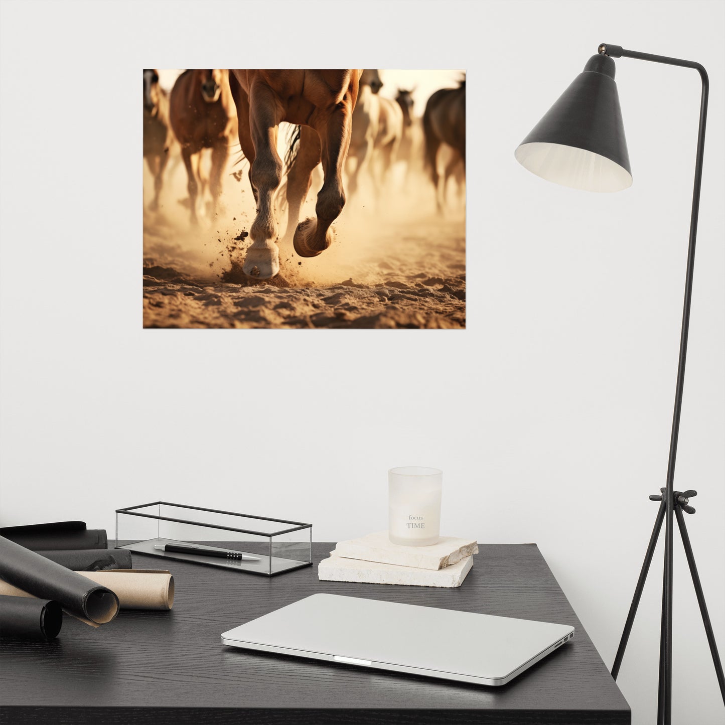 Thundering Hooves Running Horses Photorealism - Digital Artwork Loose Art Print