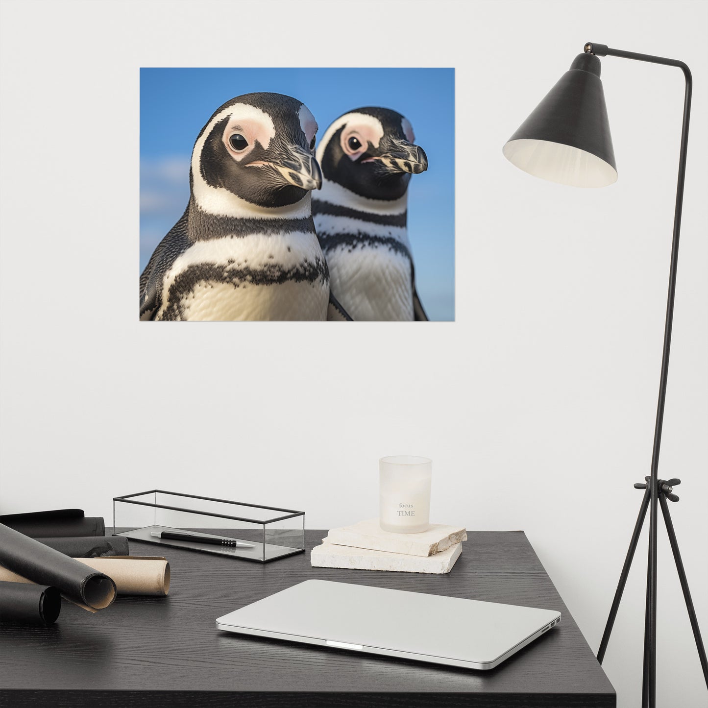 Together Forever Penguins Photorealism - Digital Artwork Loose Art Print